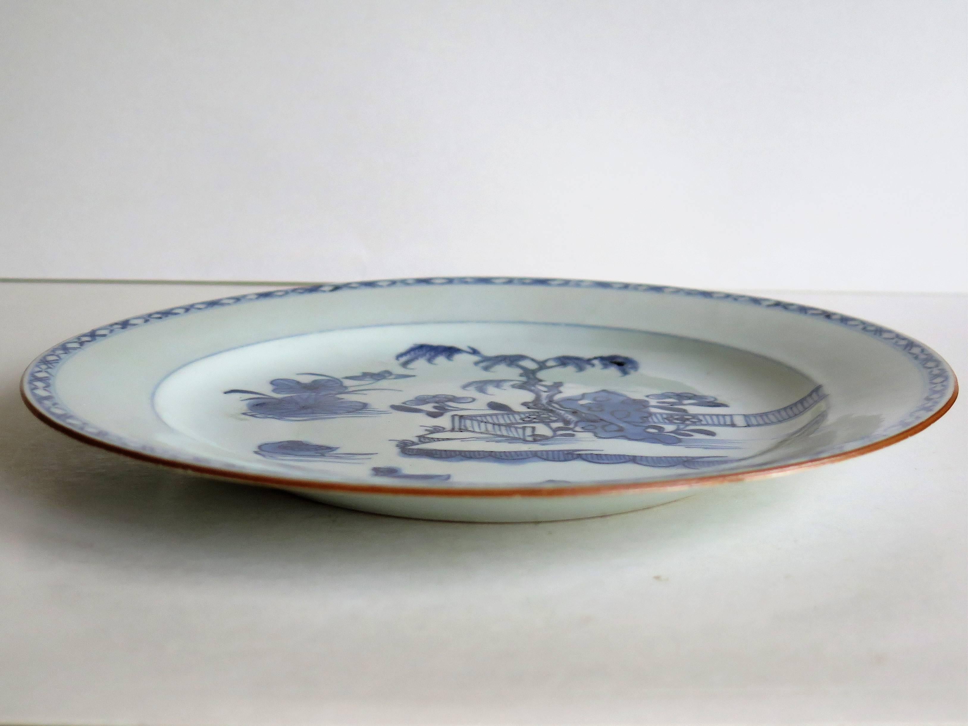 18th Century and Earlier 18th Century Chinese Porcelain Blue and White Plate, Qing Qianlong Circa 1760