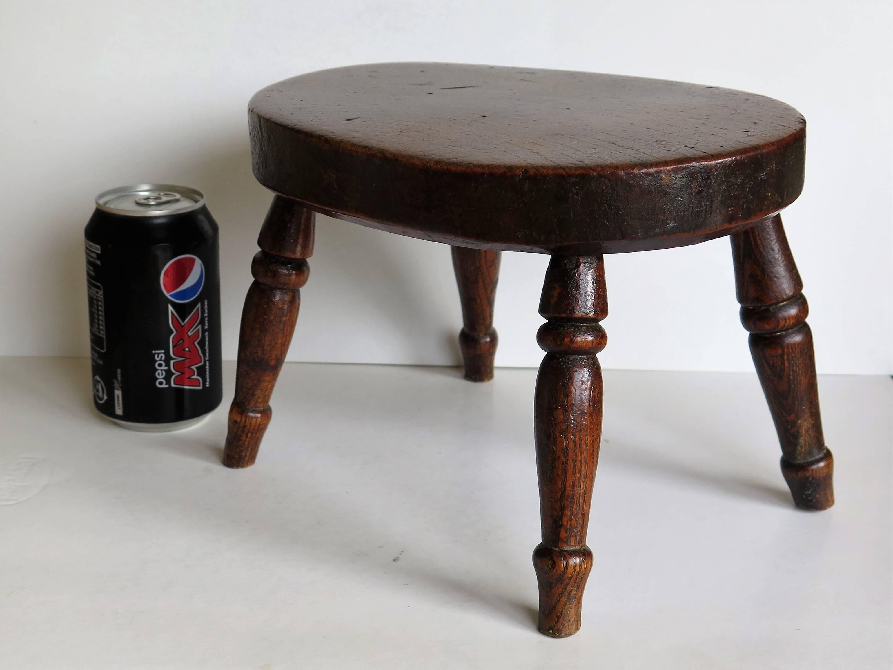 Early 19th Century Country Stool or Candle Stand solid elm, English Circa 1820 3