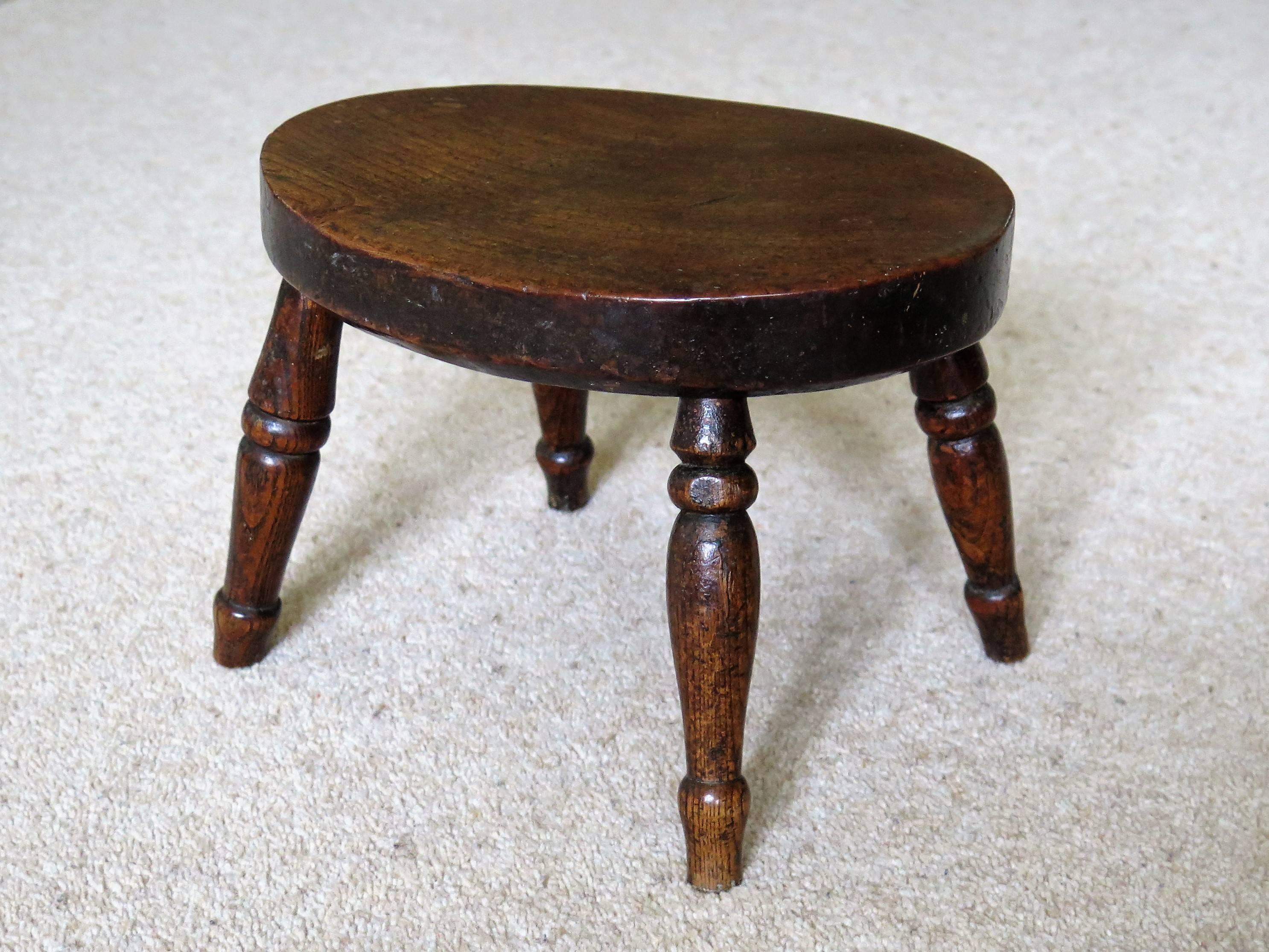 Hand-Crafted Early 19th Century Country Stool or Candle Stand solid elm, English Circa 1820