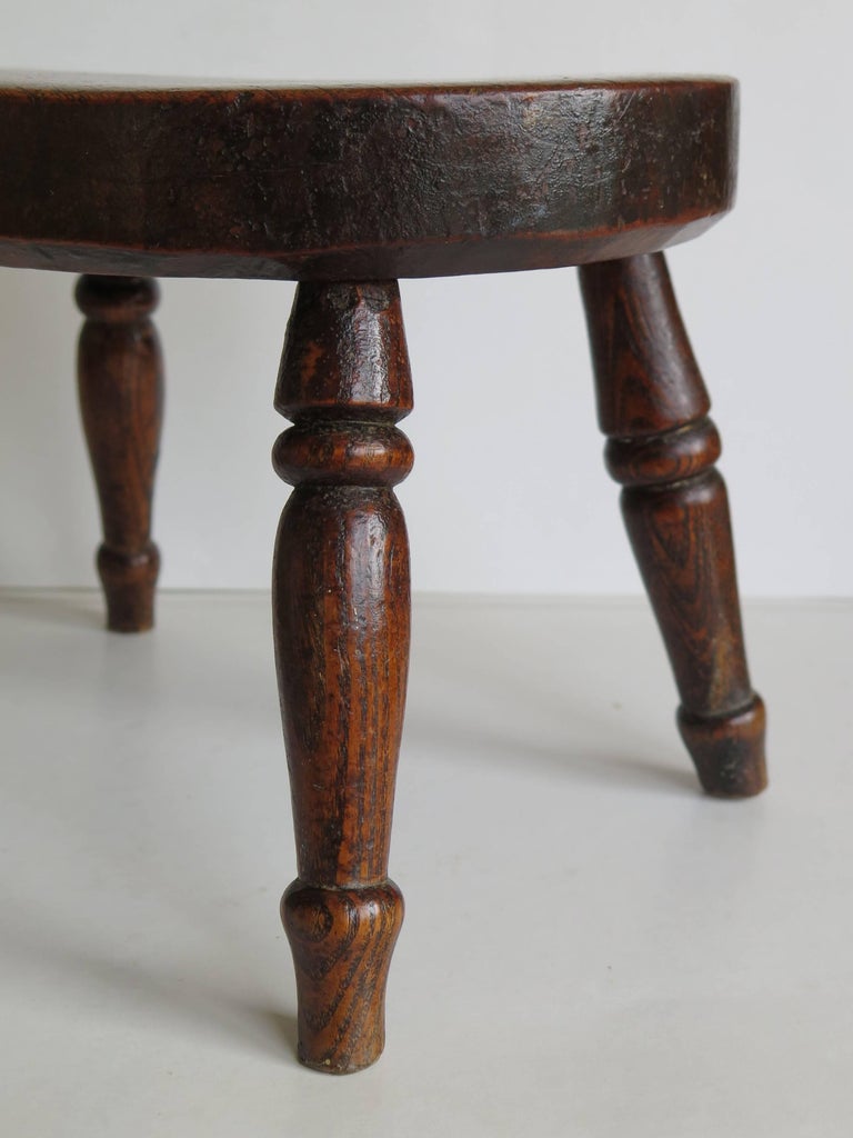Early 19th Century Country Candle Stand or Stool solid elm, English Circa 1820 For Sale 4