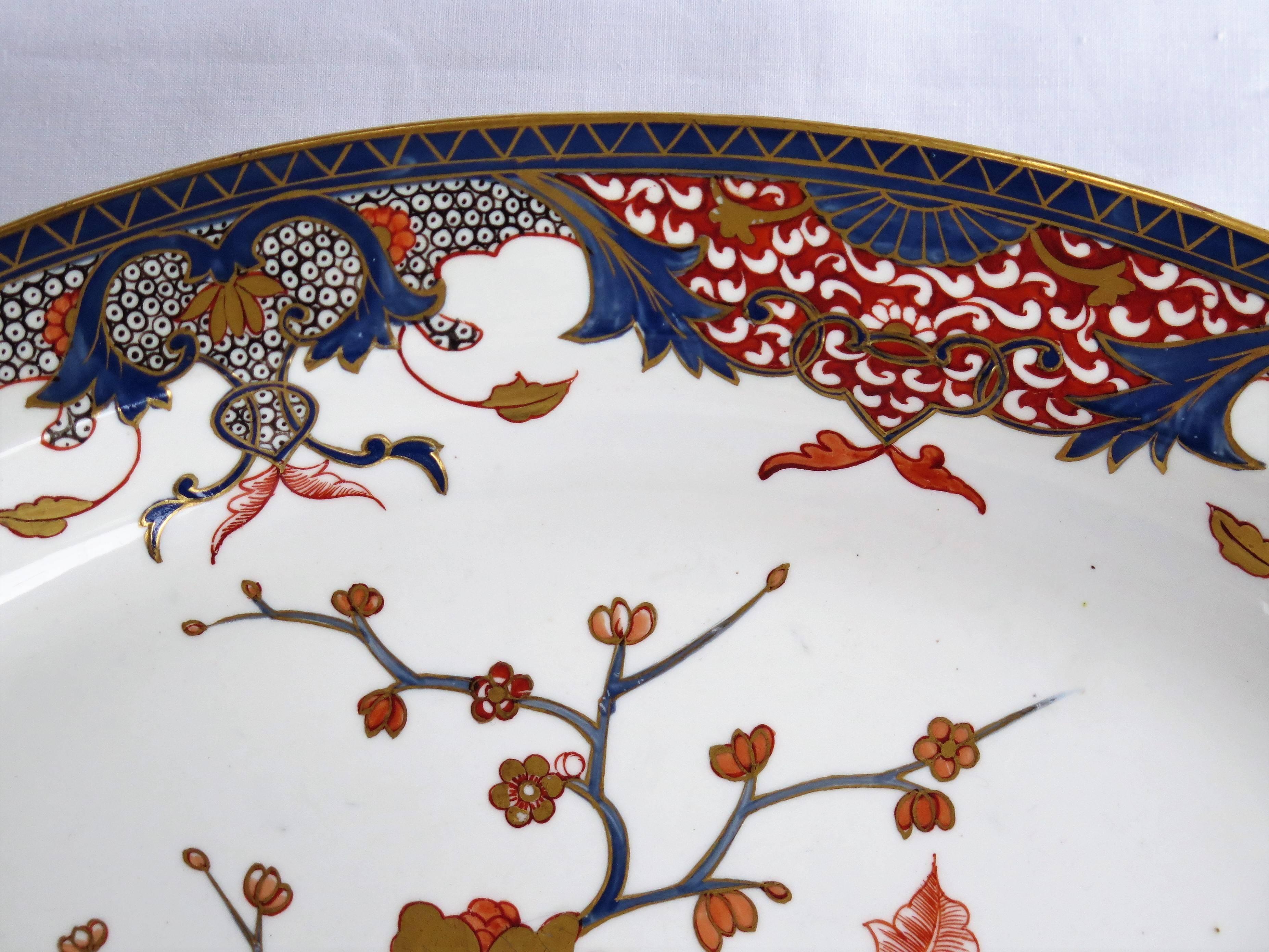 English 18th Century Derby Porcelain Large Platter Old Japan Pattern, Puce Mark Ca 1790
