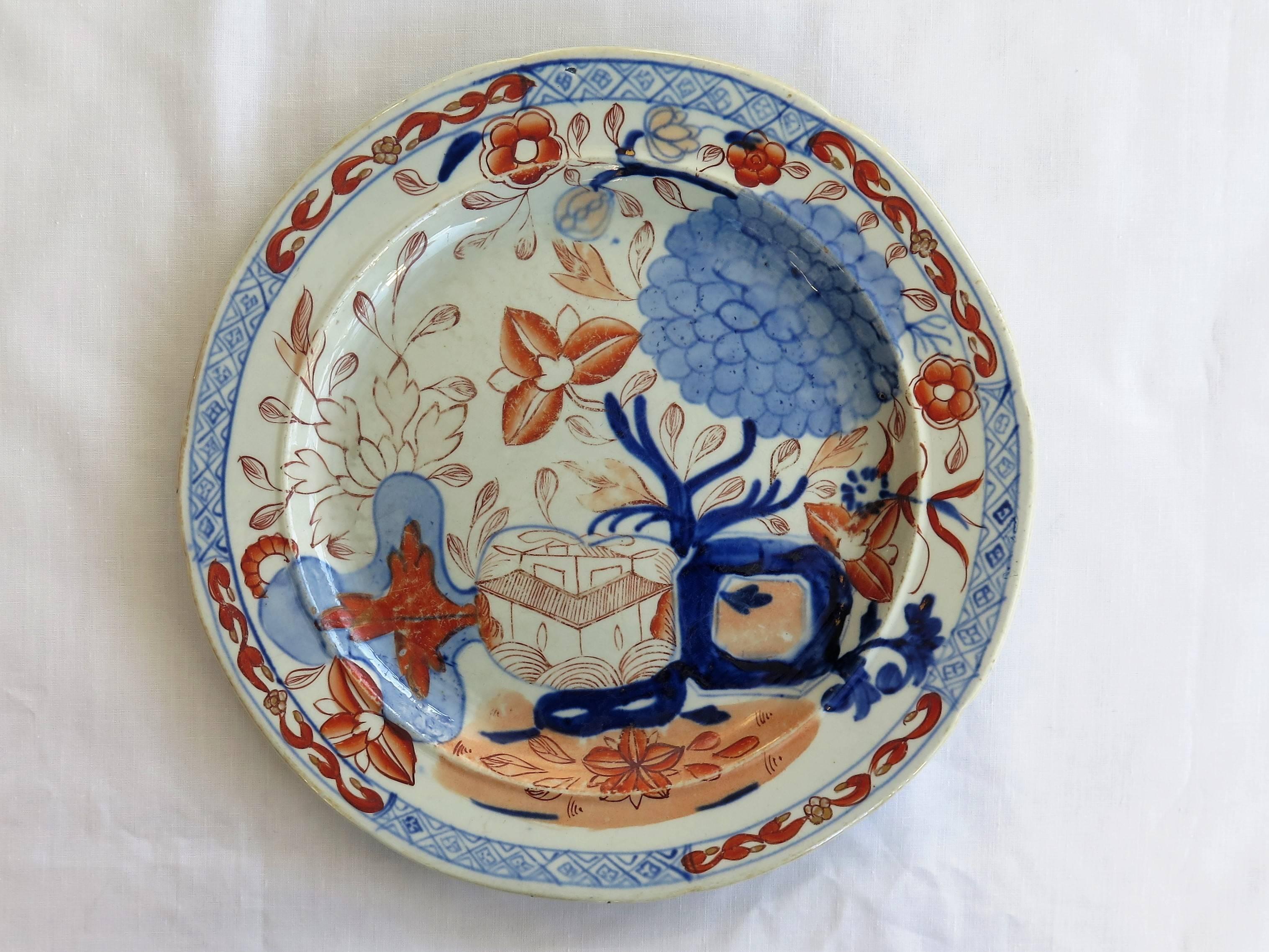 English Six Early Mason's Ironstone Dinner Plates Harlequin Set Some Rare, circa 1815