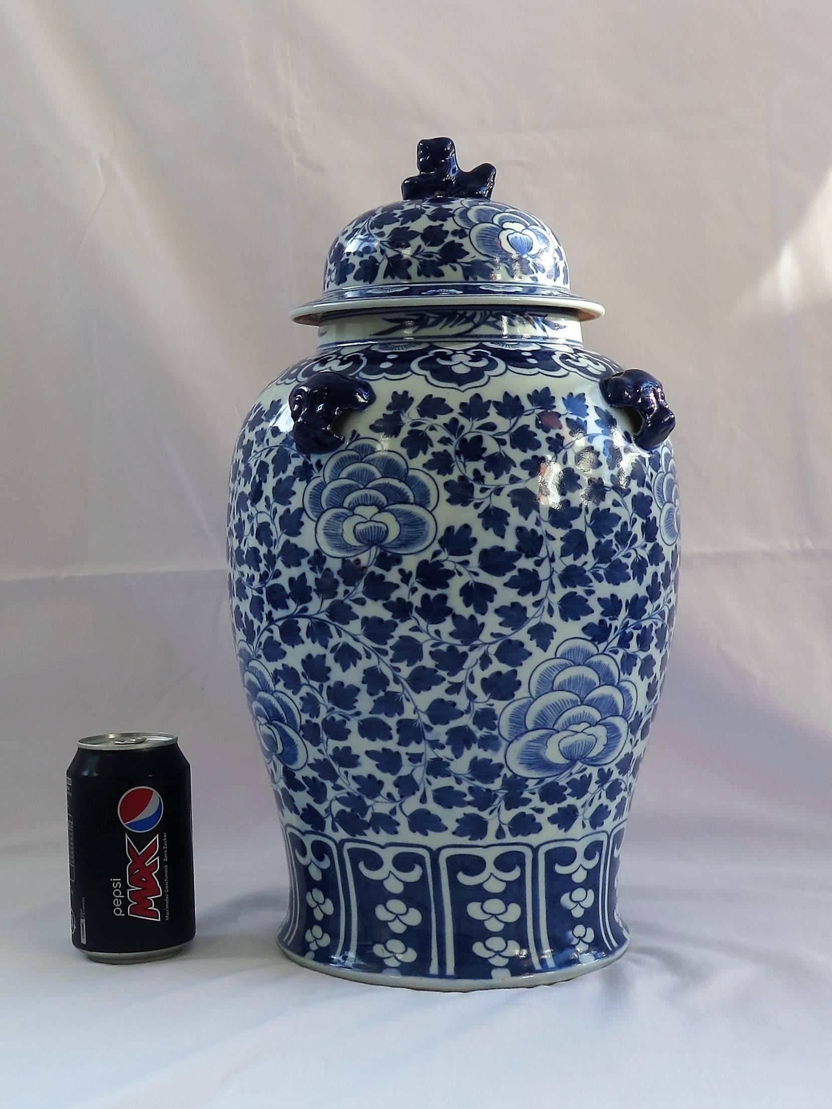 Chinese Porcelain Large Lidded Vase or Jar Blue and White , 19th Century Qing 7
