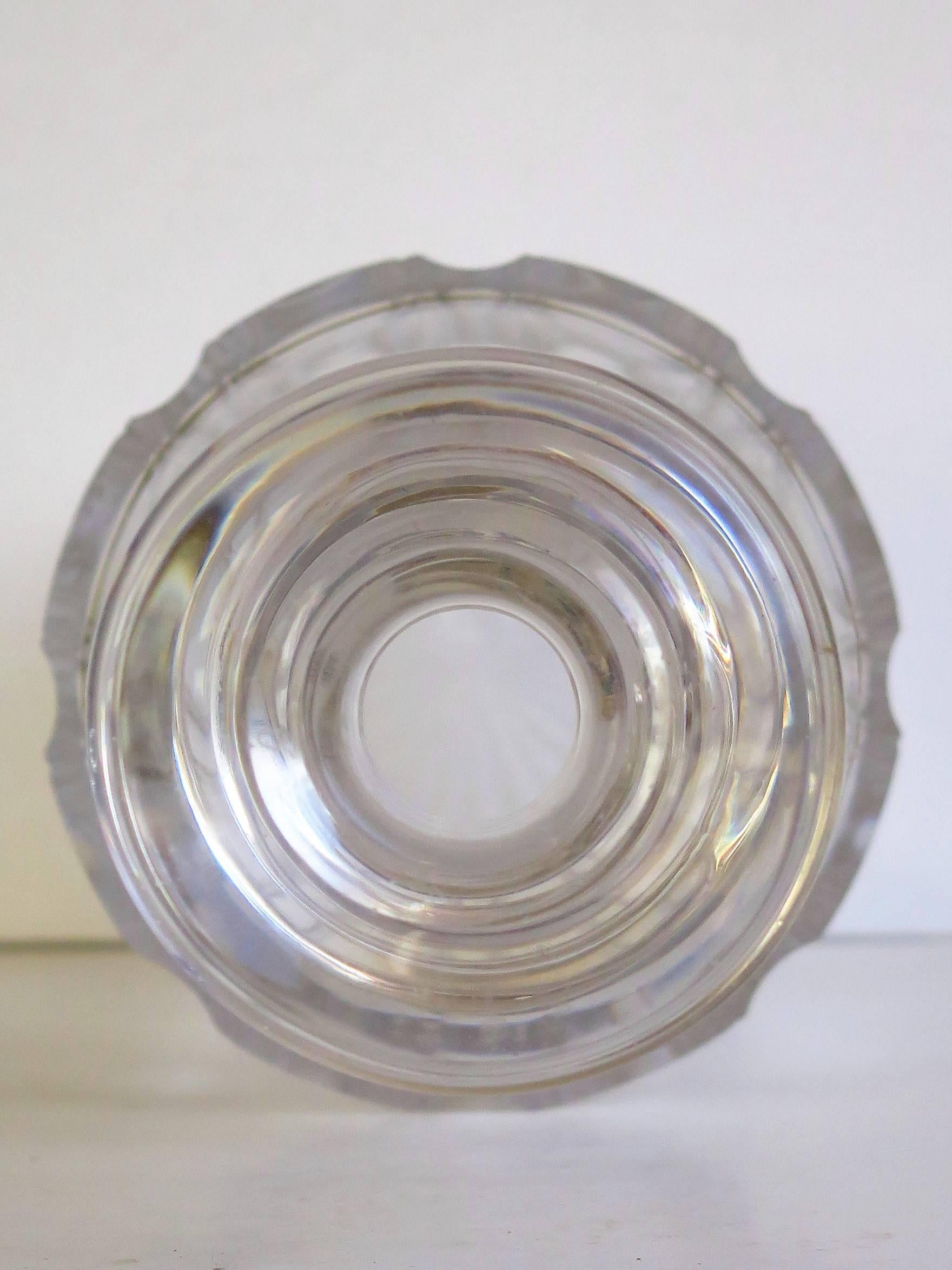 Cut Glass Regency Glass Crystal Decanter Pillar Cut Three Neck Ring Mushroom Stopper