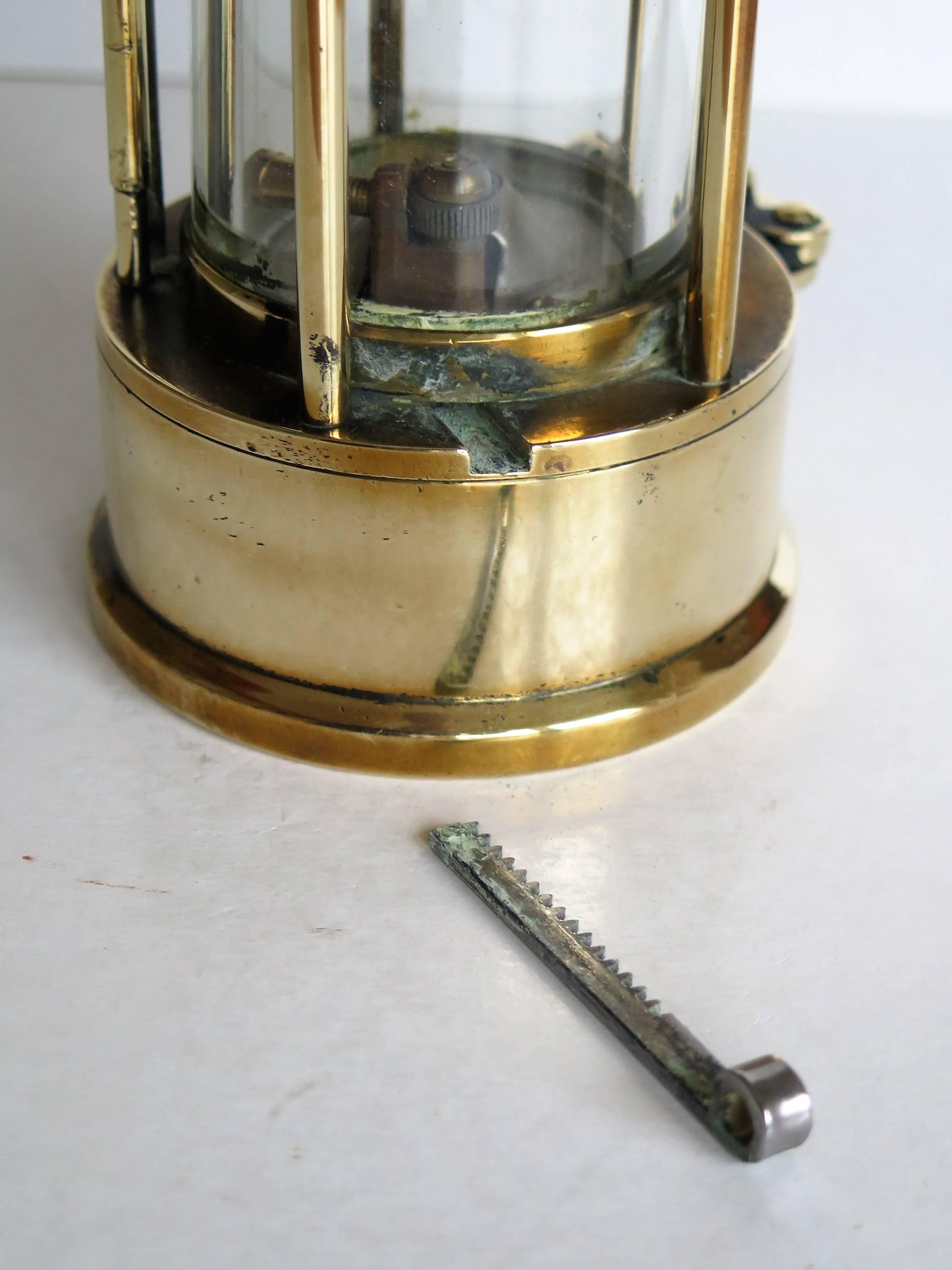 20th Century Miner's Lamp All Brass Eccles Type 6 Protector Lamp & Lighting Co, Circa 1930