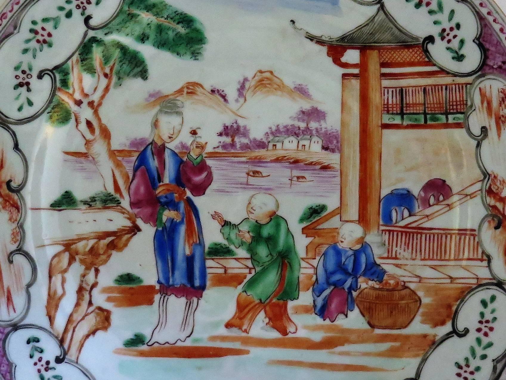 18th Century Chinese Porcelain Plate, Famille Rose, Long Eliza, Qing Qianlong 2