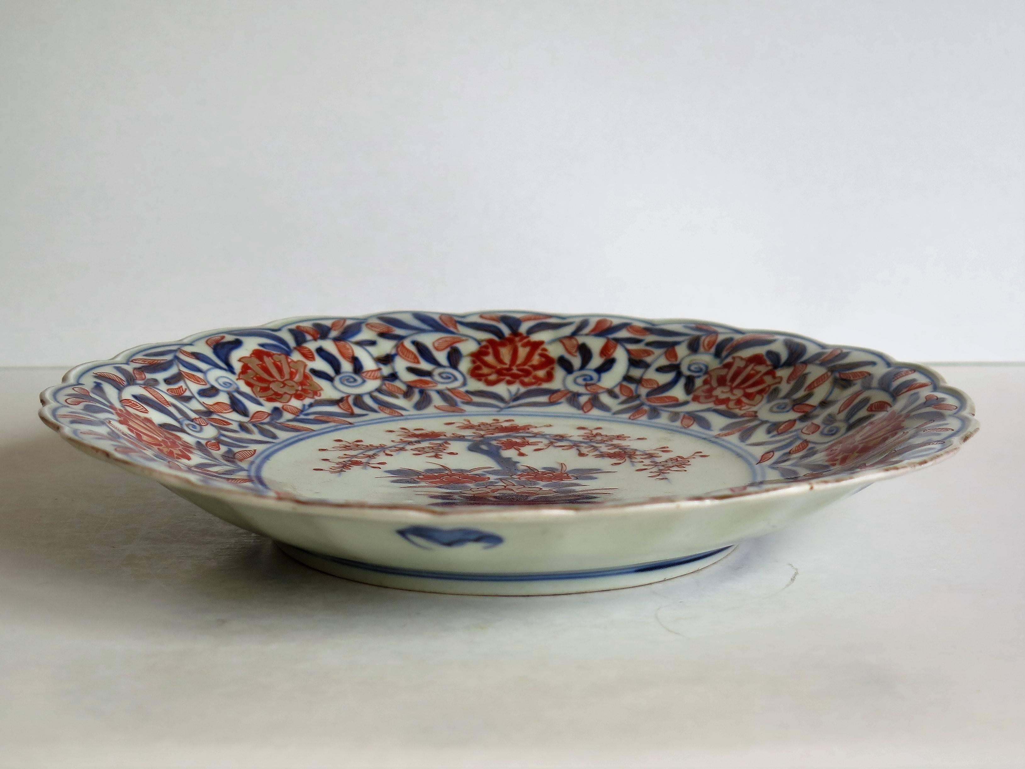 Mid-19th Century Japanese Porcelain Plate or Dish, Imari Hand Enameled, Ca 1850 1