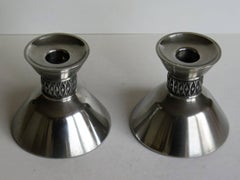 Pair of Pewter Candle holders by Mastad Norway Model 101, Midcentury Ca 1950s