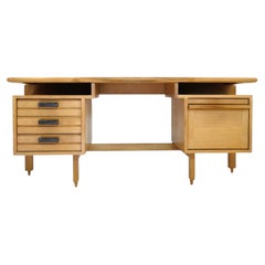 Bureau en chêne et céramique de Guillerme & Chambron, « Votre Maison », vers 1960