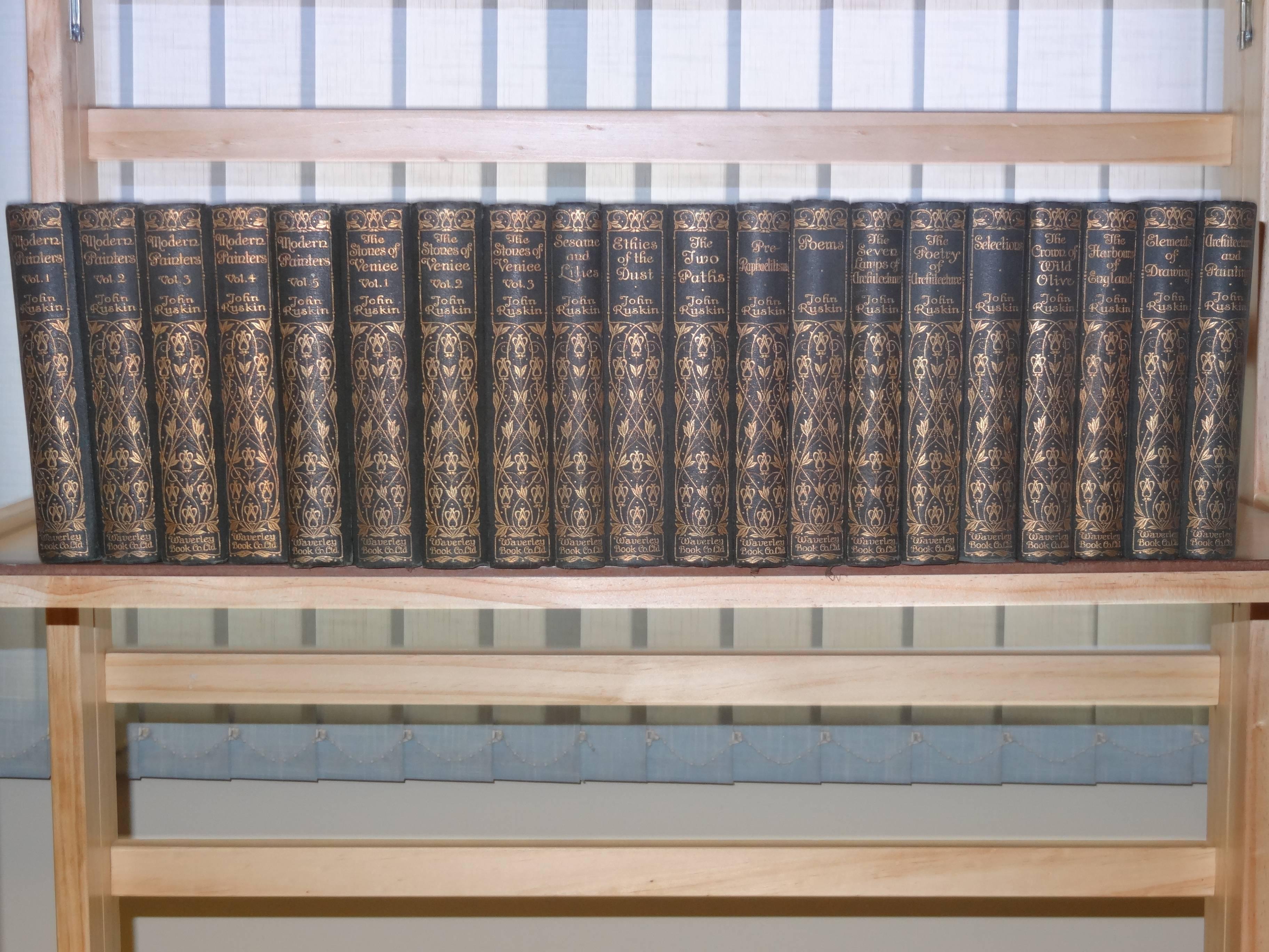 Pressed Works of John Ruskin in 20 Volumes For Sale