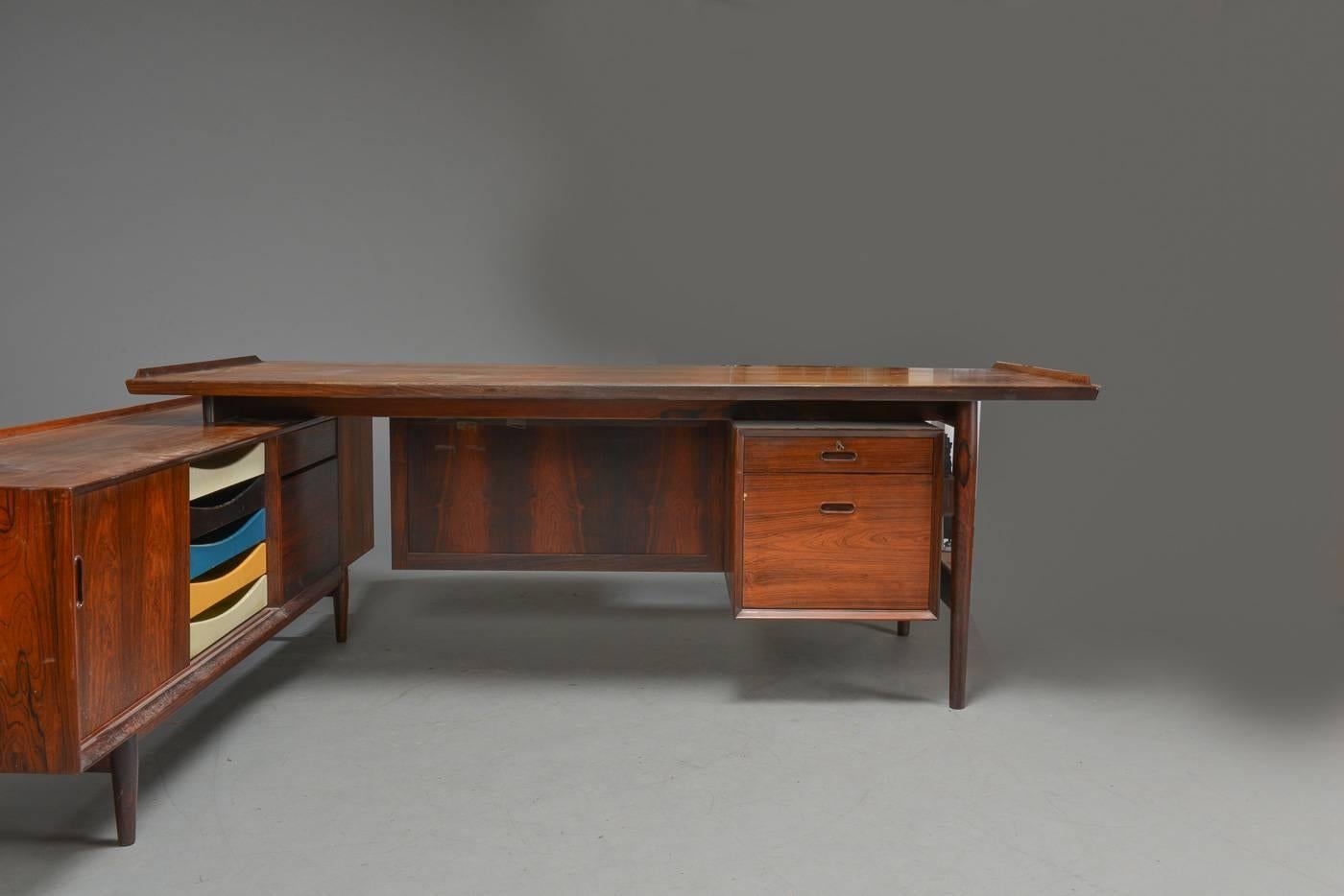 Danish Arne Vodder Rosewood Desk and Sideboard Made by Sibast, circa 1960 For Sale