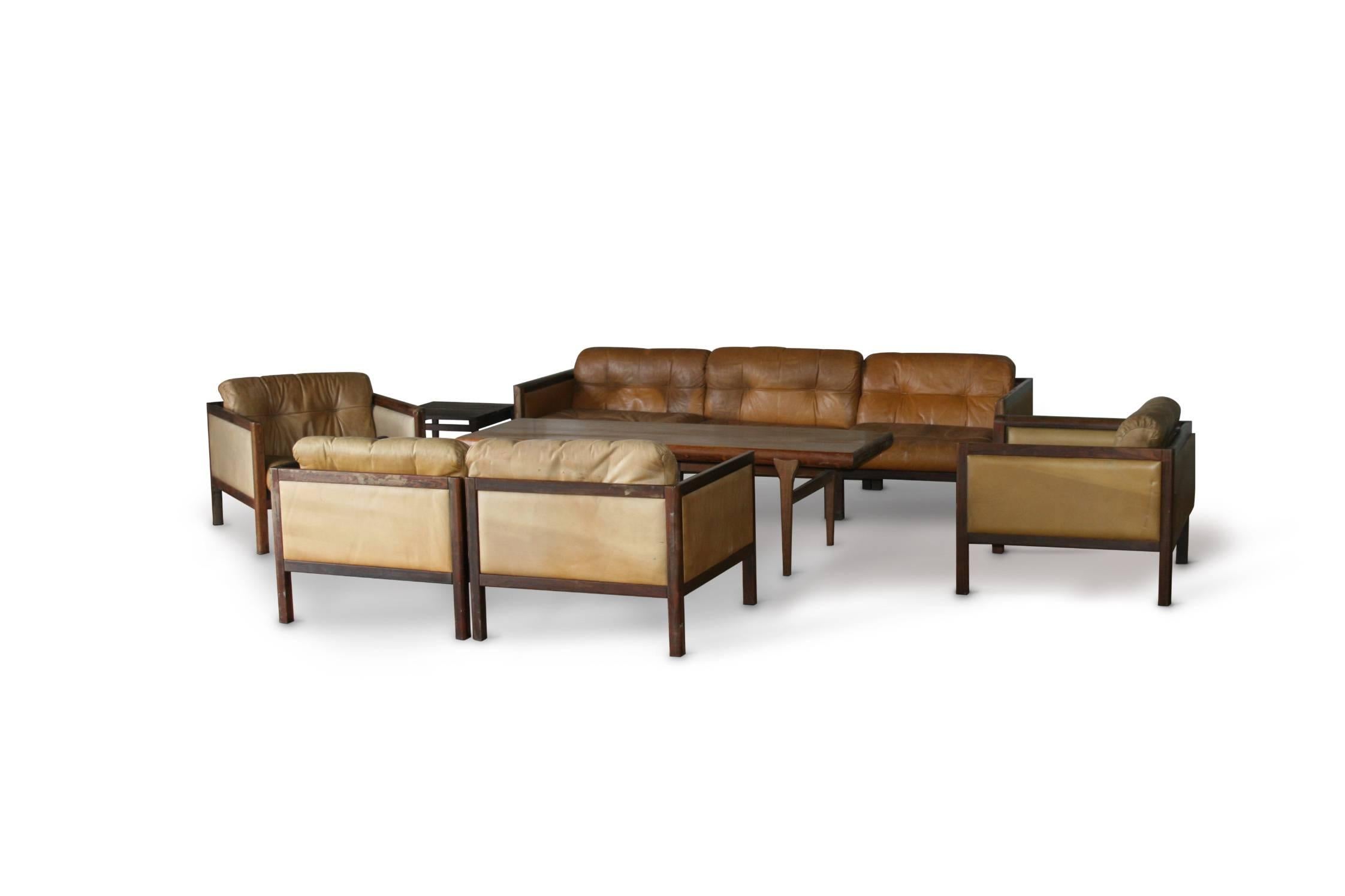 Scandinavian Modern Illum Wikkelso Prototype Sofa Suite Made of Rosewood, circa 1968 For Sale