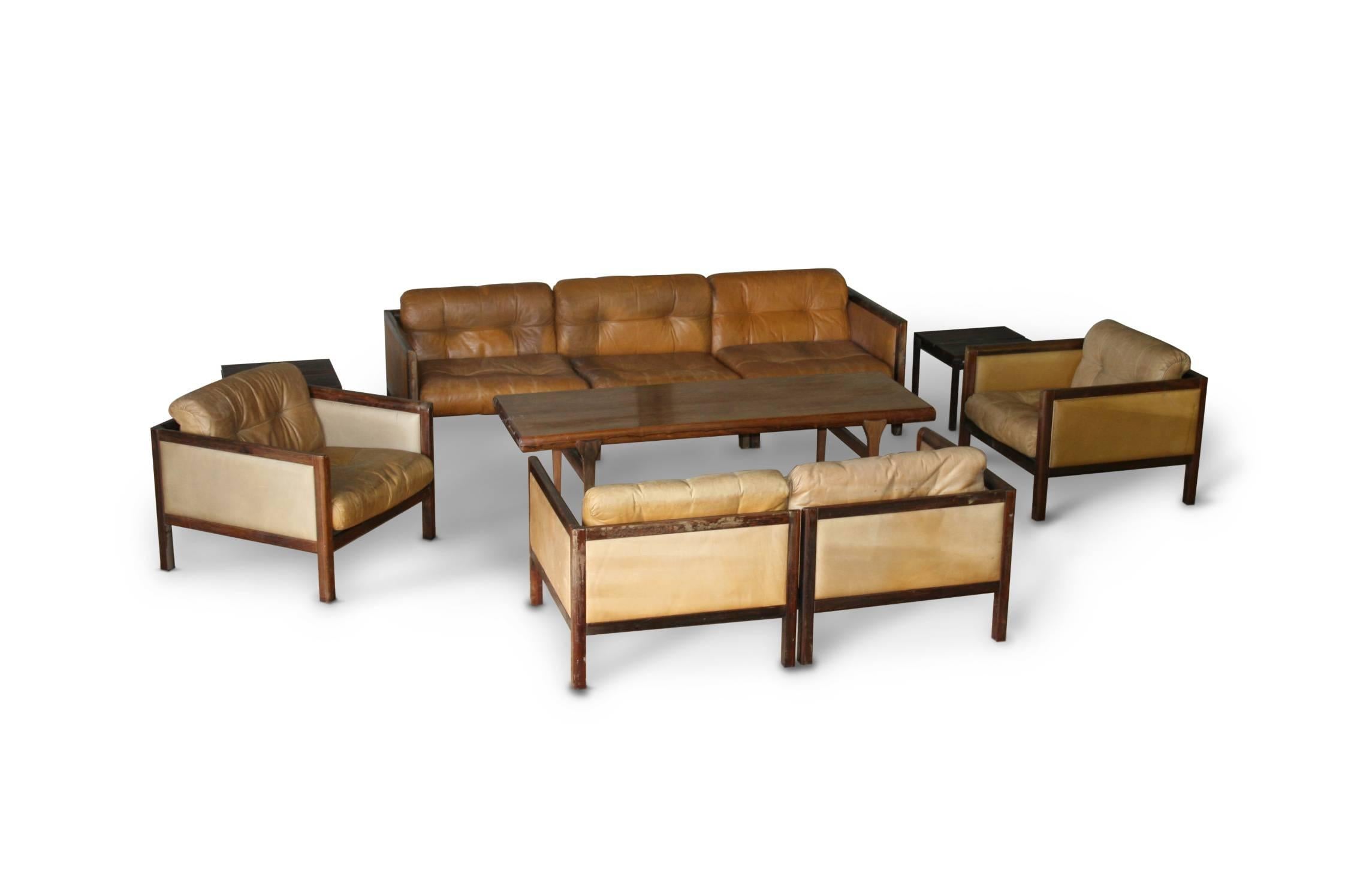 Danish Illum Wikkelso Prototype Sofa Suite Made of Rosewood, circa 1968 For Sale