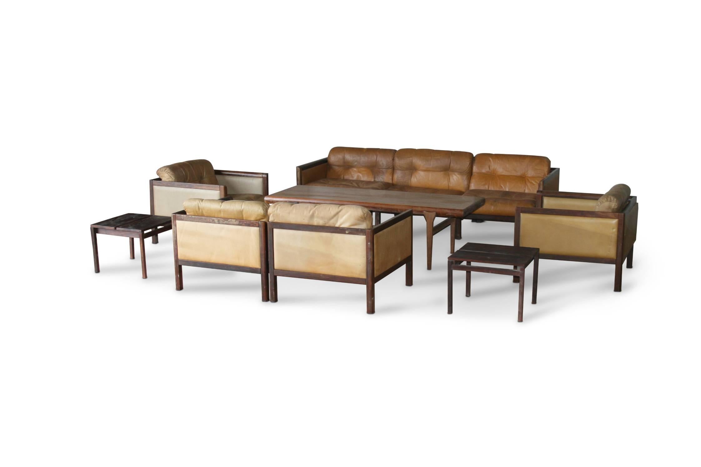 20th Century Illum Wikkelso Prototype Sofa Suite Made of Rosewood, circa 1968 For Sale