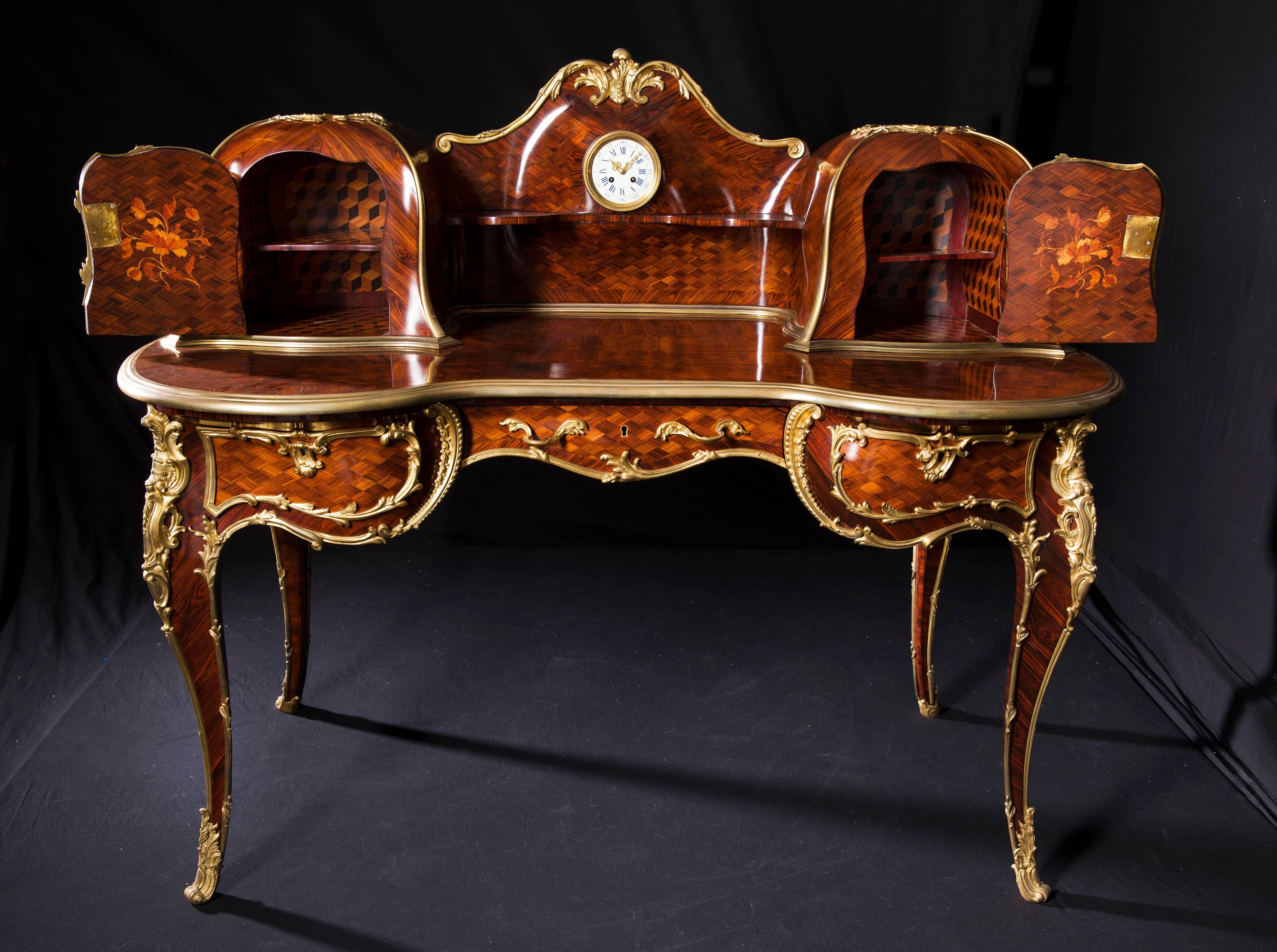 Marquetry Bureau Rognon after Paul-Charles Sormani For Sale