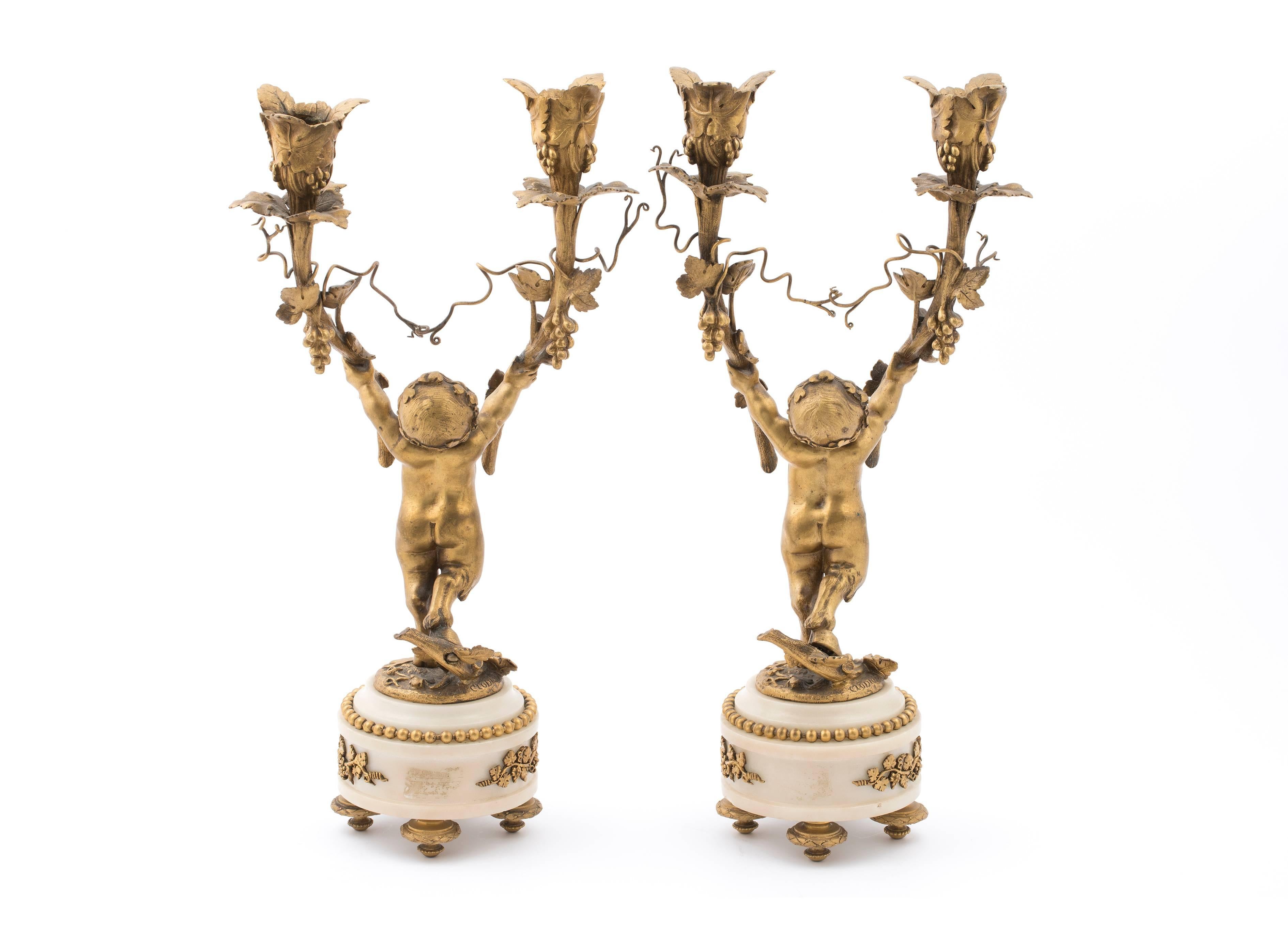 French Pair of Candelabra in the Manner of Jean-Michel Clodion For Sale