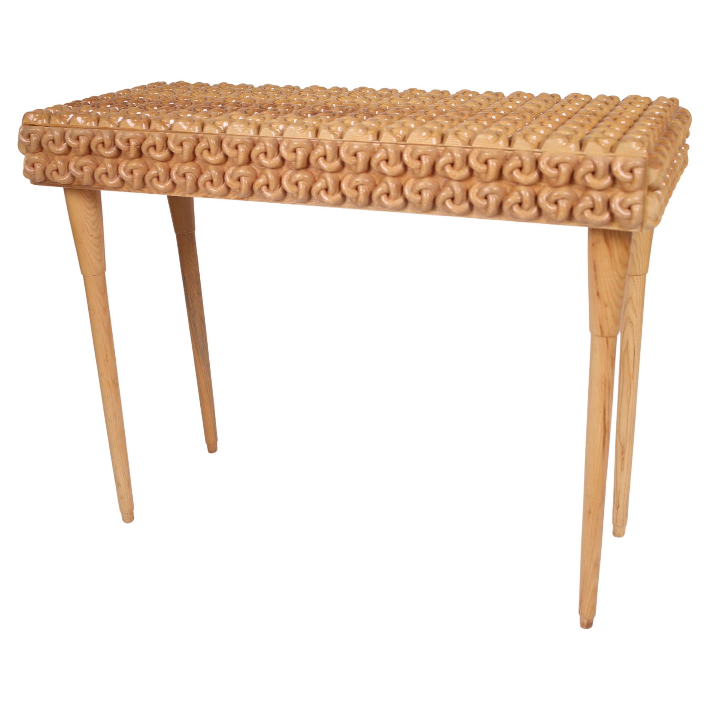 Handcrafted Massivholz Konsolentisch w / skulpturale Knoten - Modern Entryway Akzent