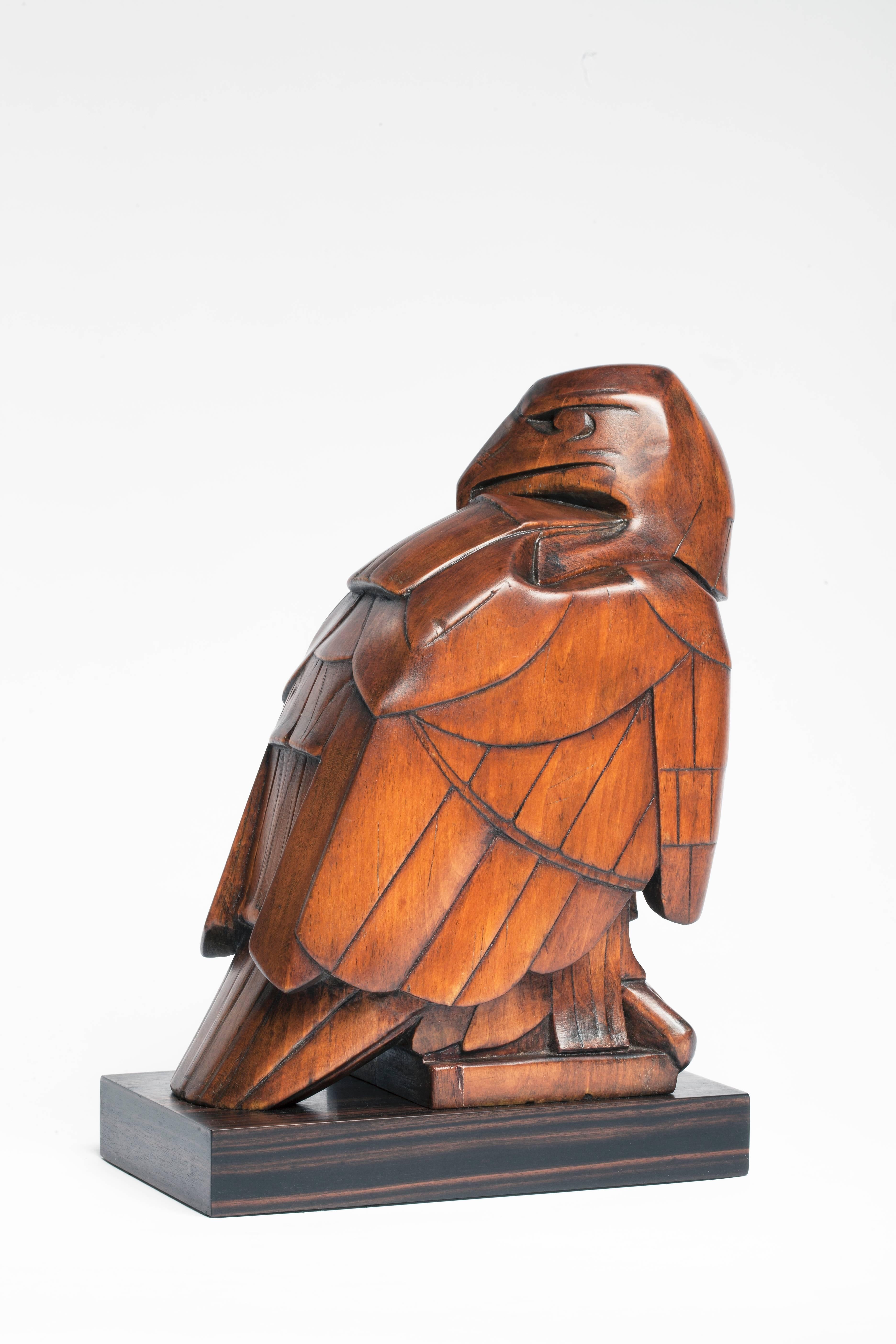 Beautiful carved wooden sculpture, designed and executed by Johan Coenraad (Jan) Altorf (1876-1955) in 1915. This piece was commisioned by Cornelis Bruynzeel sr. (1875–1956), owner of the woodworking factory De Arend (The Eagle) in Rotterdam, for