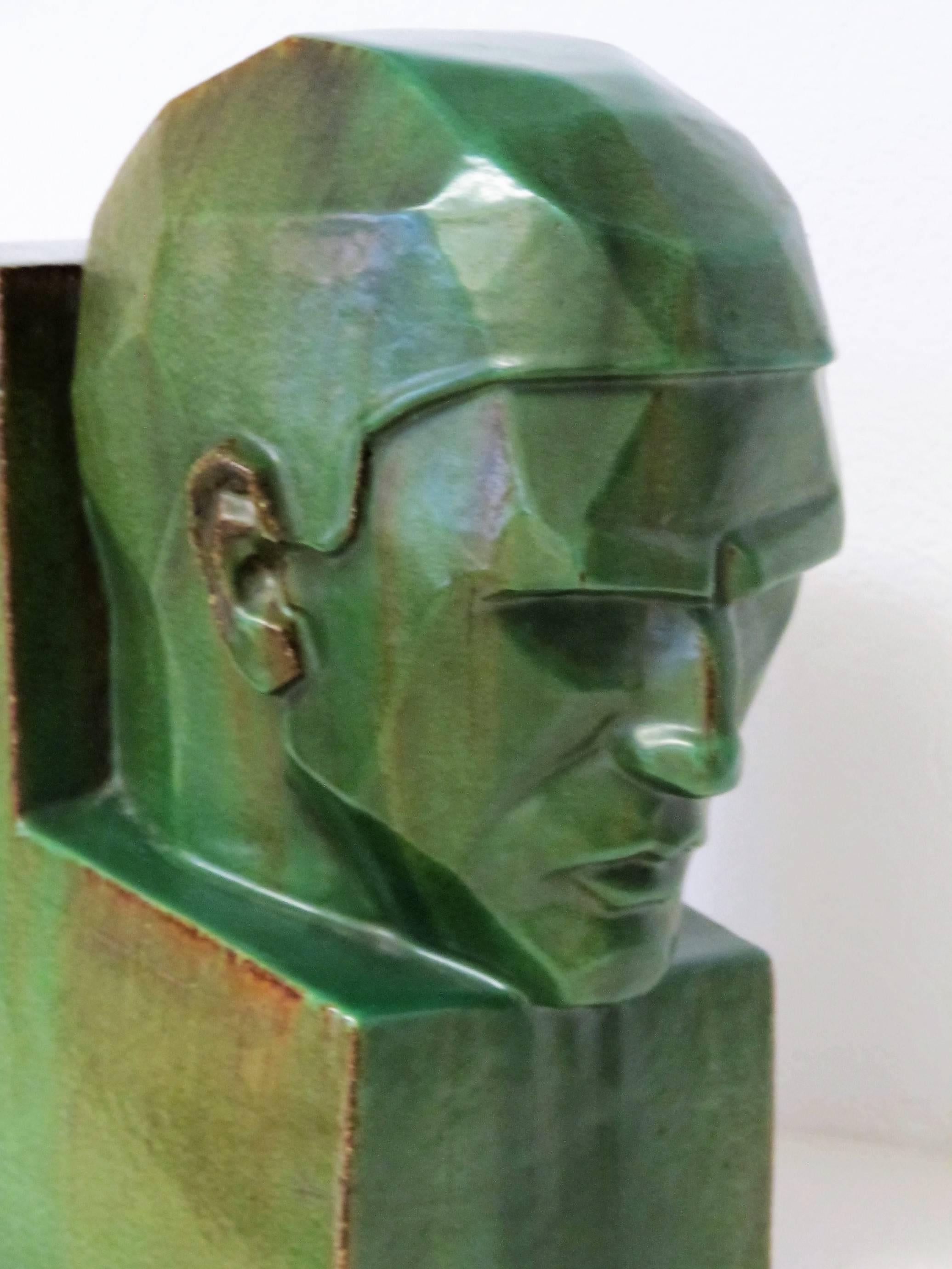 Glazed Art Deco Sculpture 'Thinking' ('Het Denken') by Willem Coenraad Brouwer