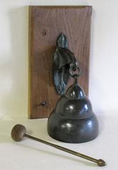 Bronze Amsterdam School Bell and Treble with Holder in the Shape of a Bat
