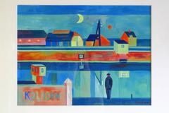 Gouache on Paper by Dirk Breed, View on the Typical Dutch Village Kolhorn, 1960