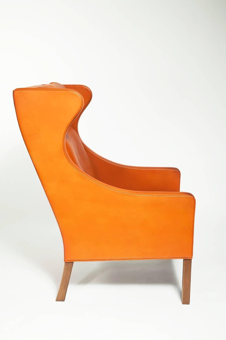orange leather armchair