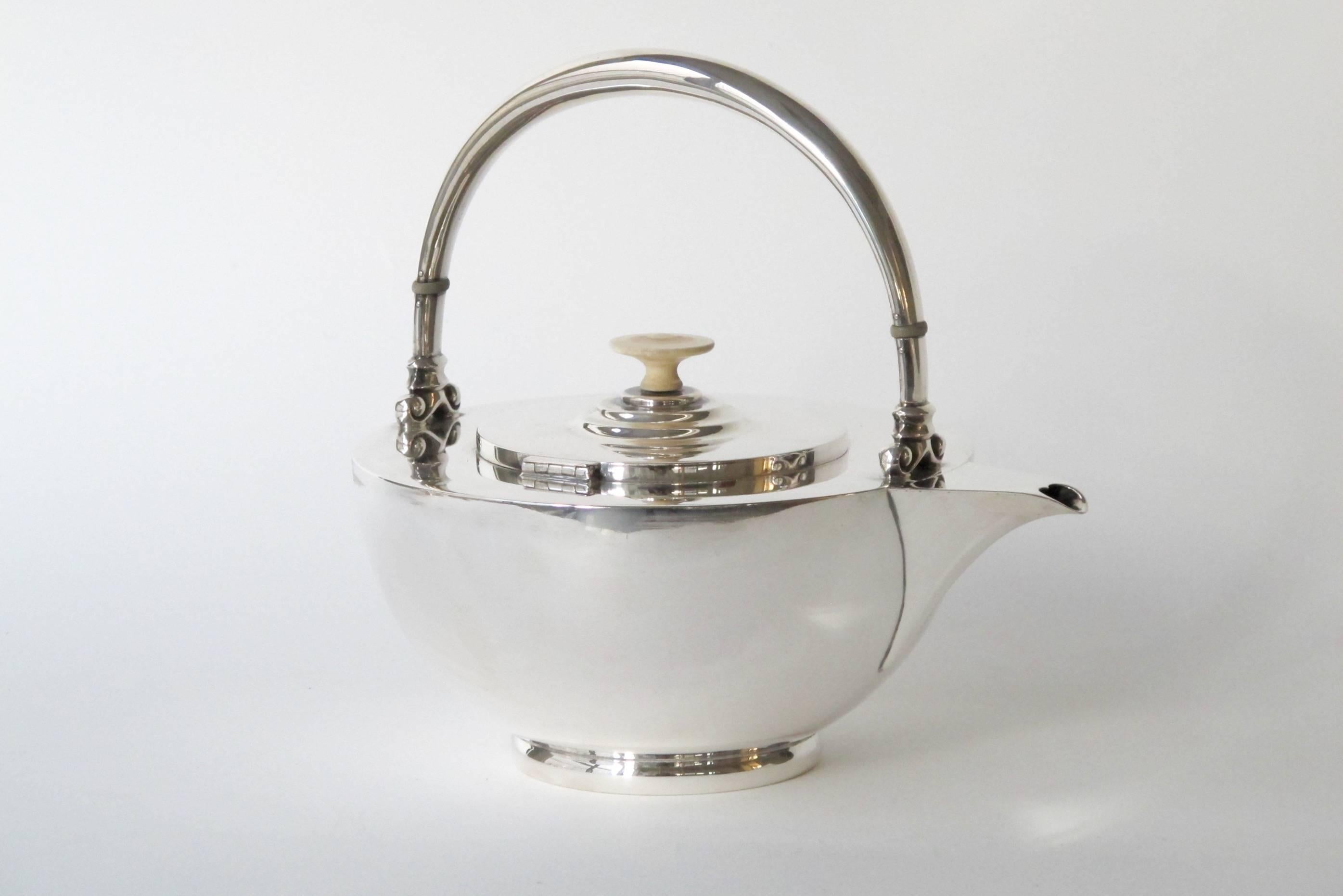 Art Deco Four-Piece Sterling Silver Teaset, Koch & Bergfeld for Roelof Citroen