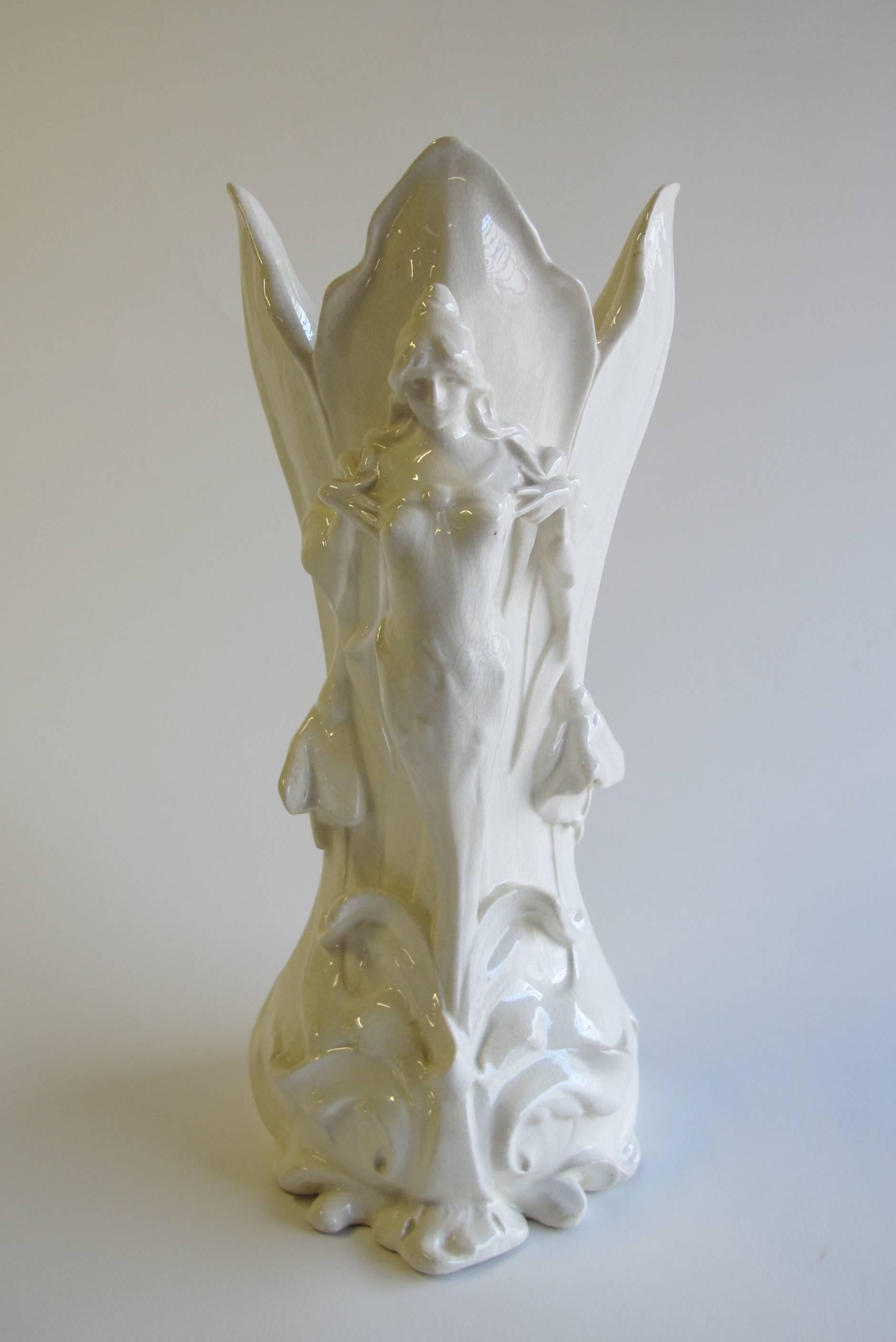 Glazed Dutch Art Nouveau Vase by Anton Nelson for Plateelbakkerij Zuid-Holland Gouda For Sale