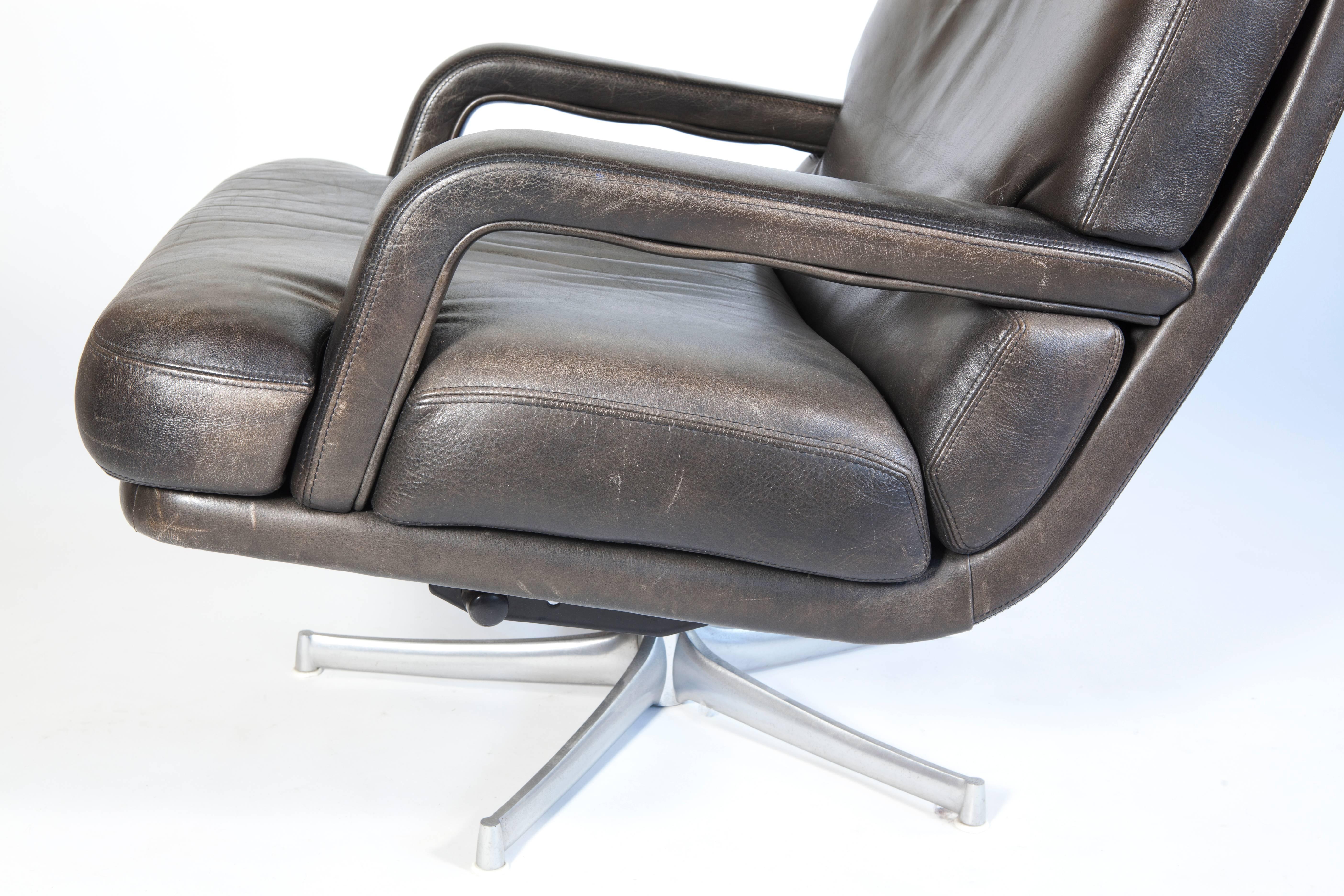 German Leather Lounge Chair 'Don' by Bernd Münzebrock for Walter Knoll, 1970s For Sale