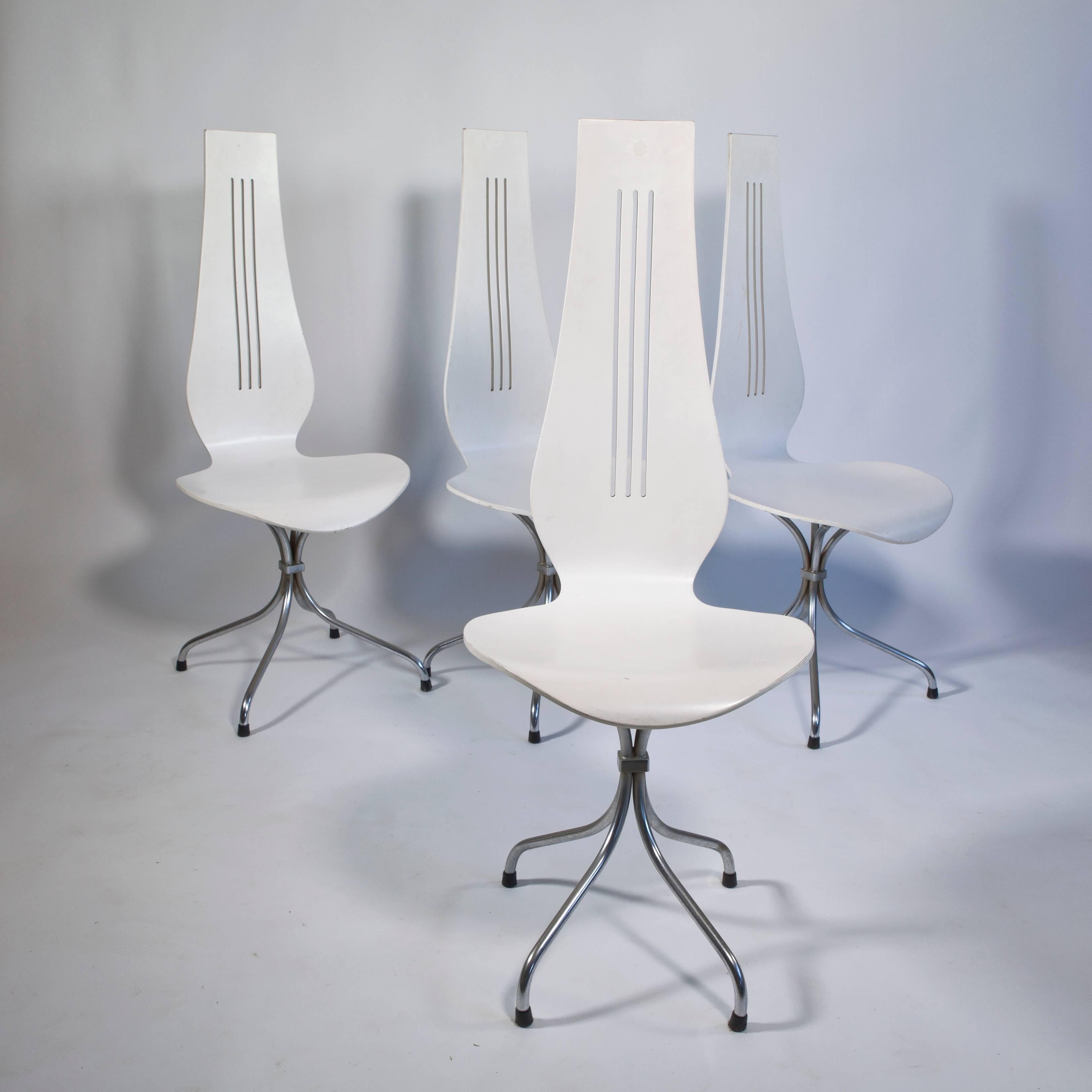 Mid-Century Modern Vintage Design Chairs 'Lyre' by Theo Häberli, 1960 For Sale