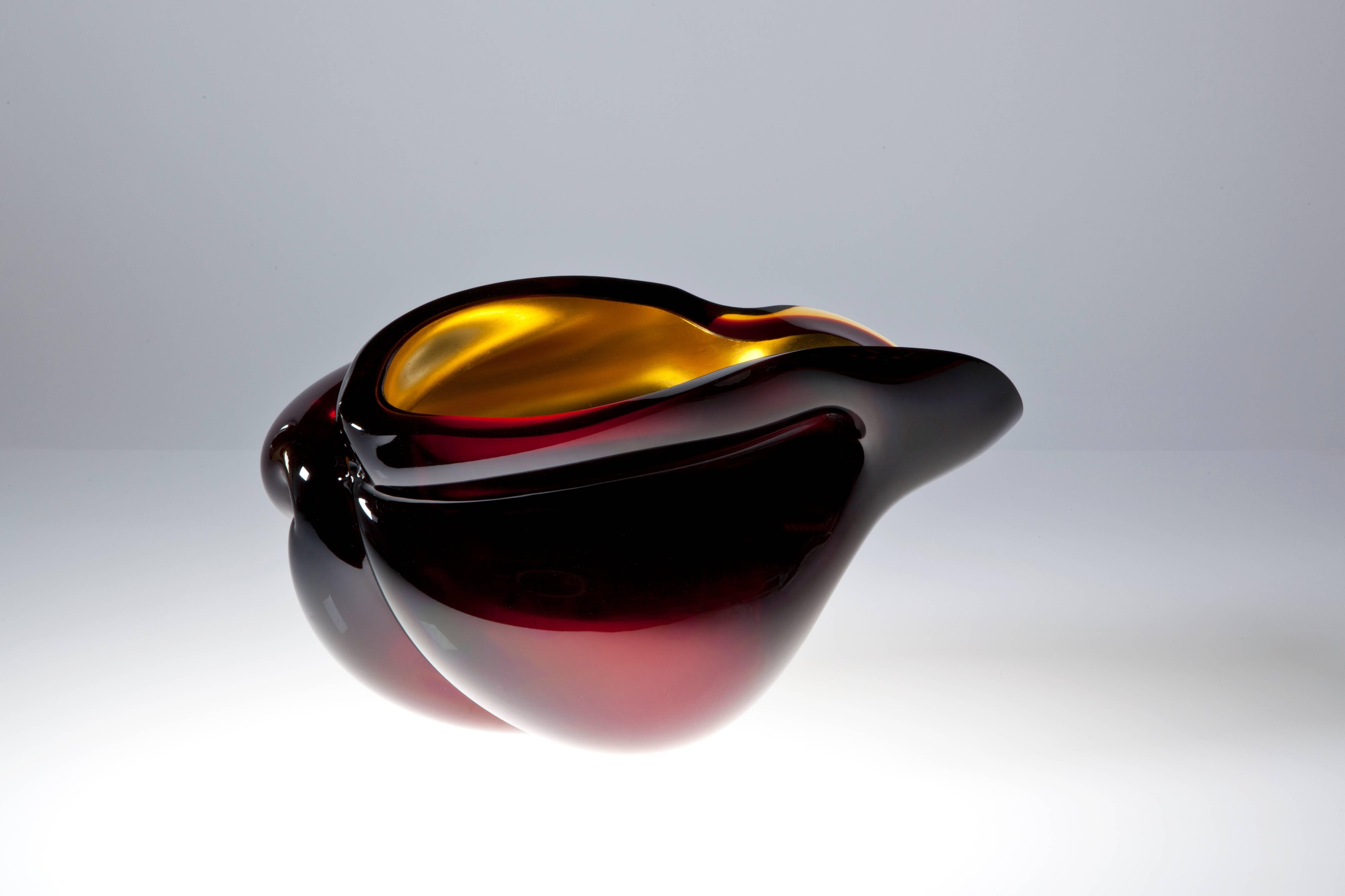 Modern Unique Gilded Glass Object by Barbara Nanning, Executed at Novy Bor For Sale