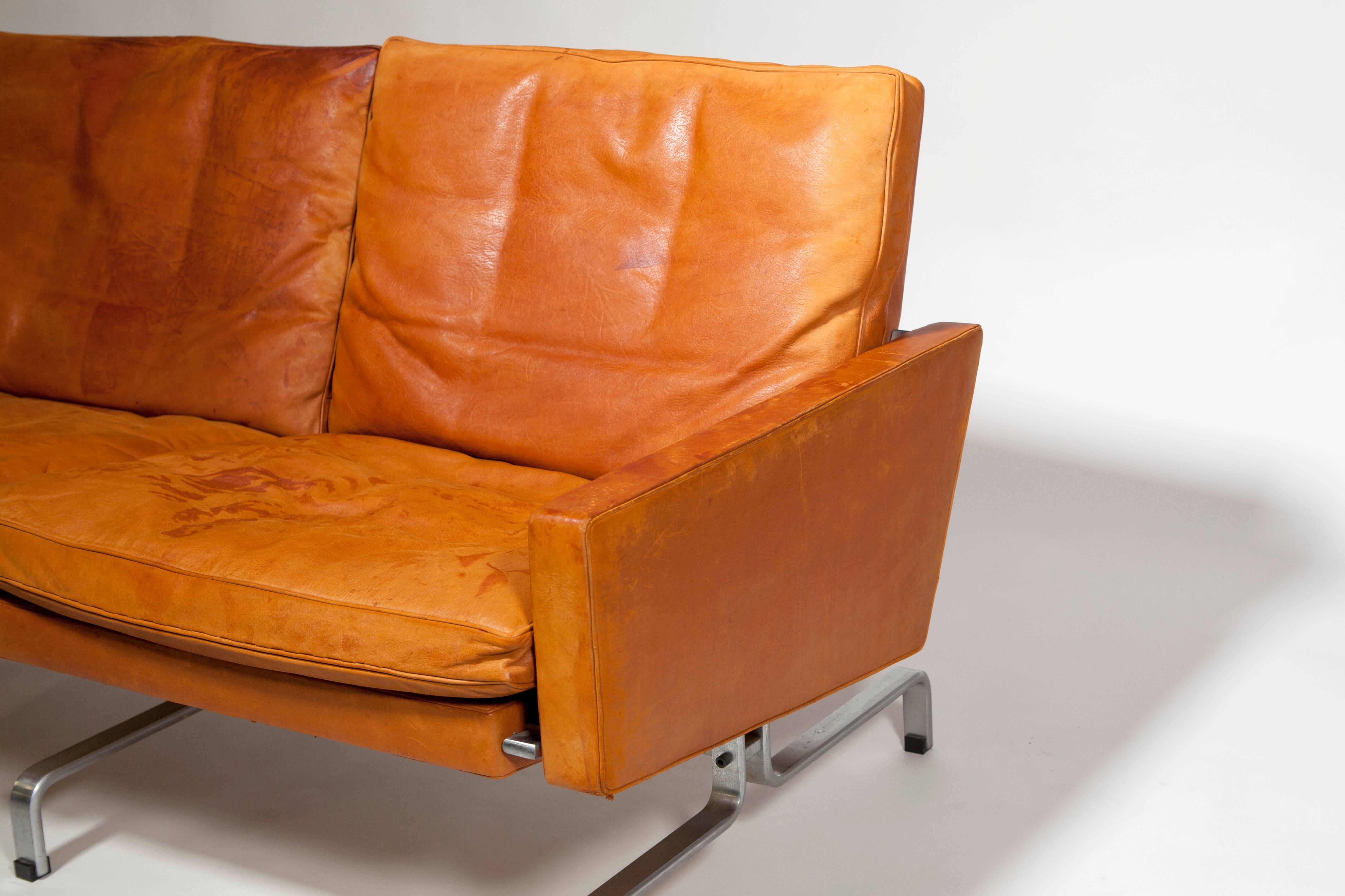 Poul Kjaerholm, Leather Sofa, Executed by E. Kold Christensen, circa 1958 In Excellent Condition For Sale In Amstelveen, NL
