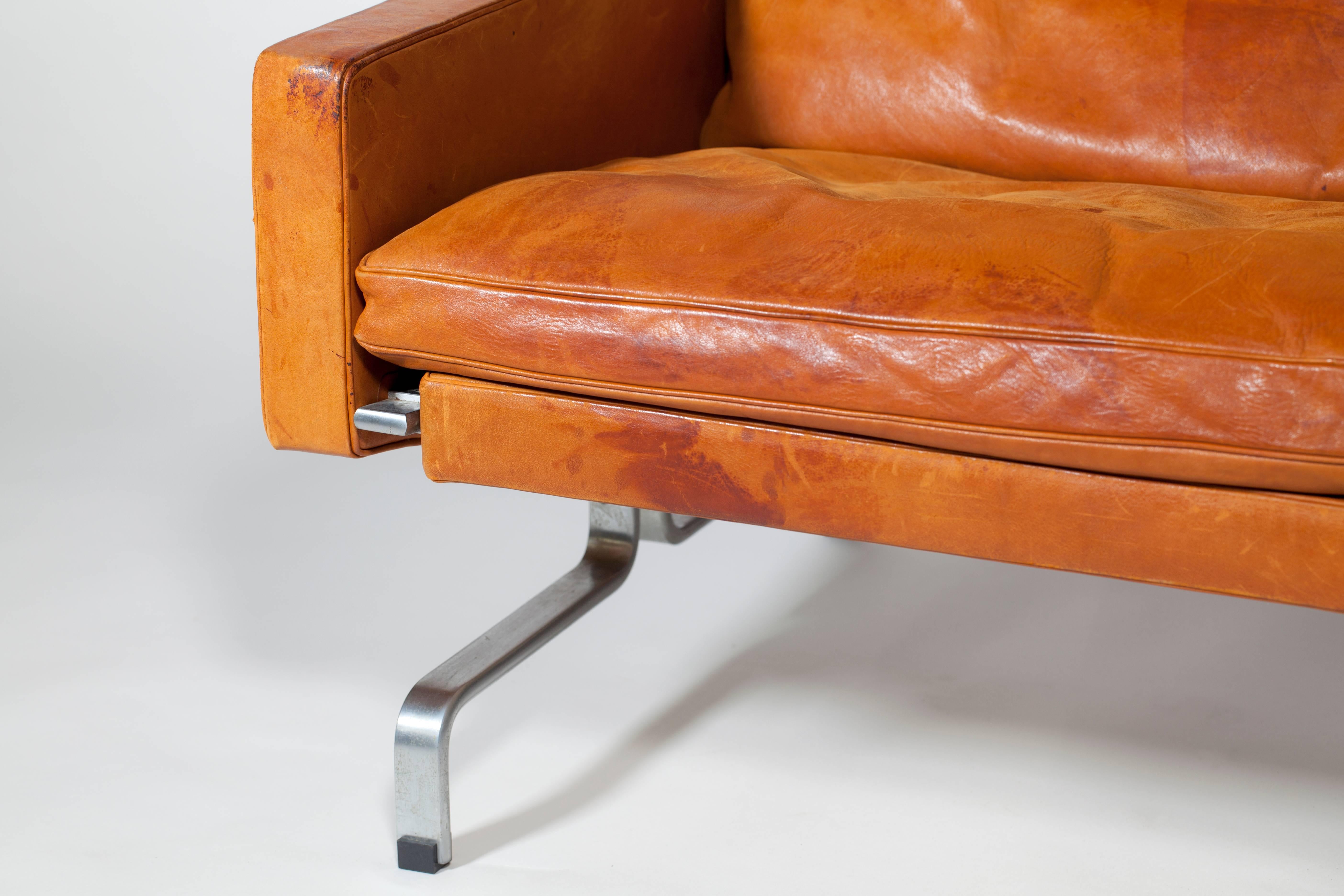 Scandinavian Modern Poul Kjaerholm, Leather Sofa, Executed by E. Kold Christensen, circa 1958 For Sale