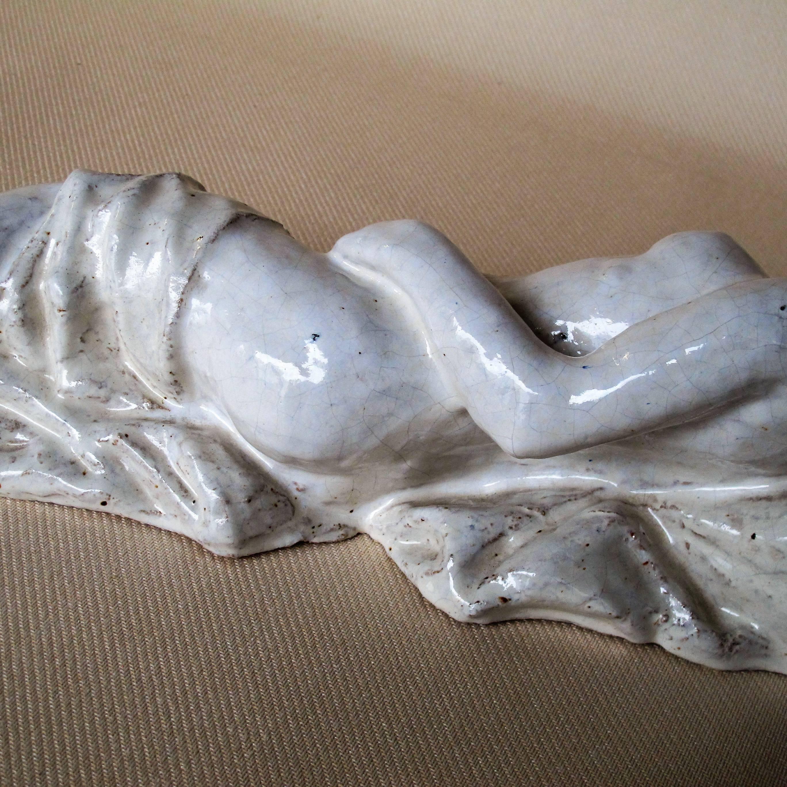 Hildo Krop, Unique Ceramic Laying Female figure For Sale 1