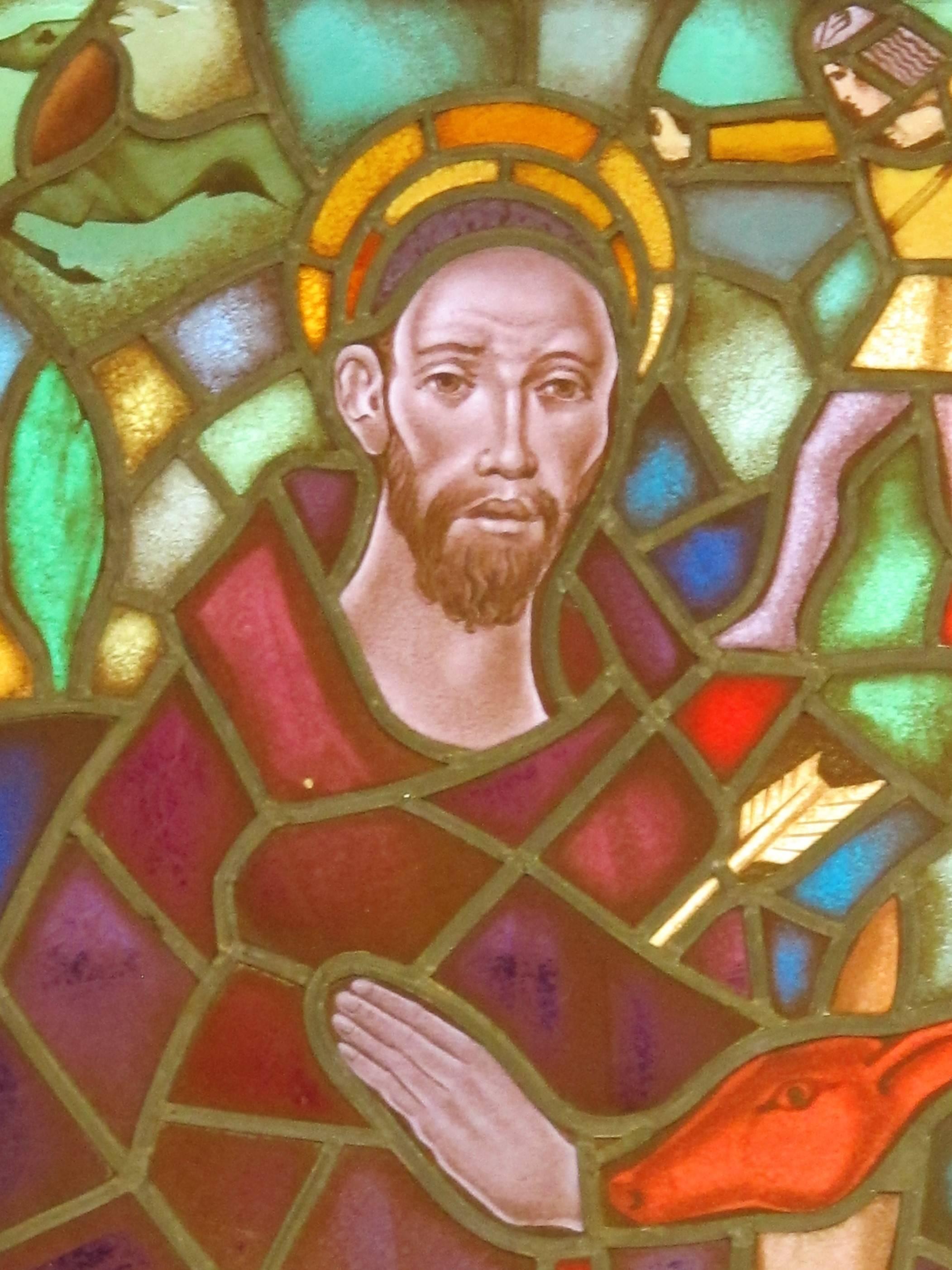 Art Deco Stained Glass Panel Depicting St Hubertus, by Hans Liefkes En Henri Van Der Stok