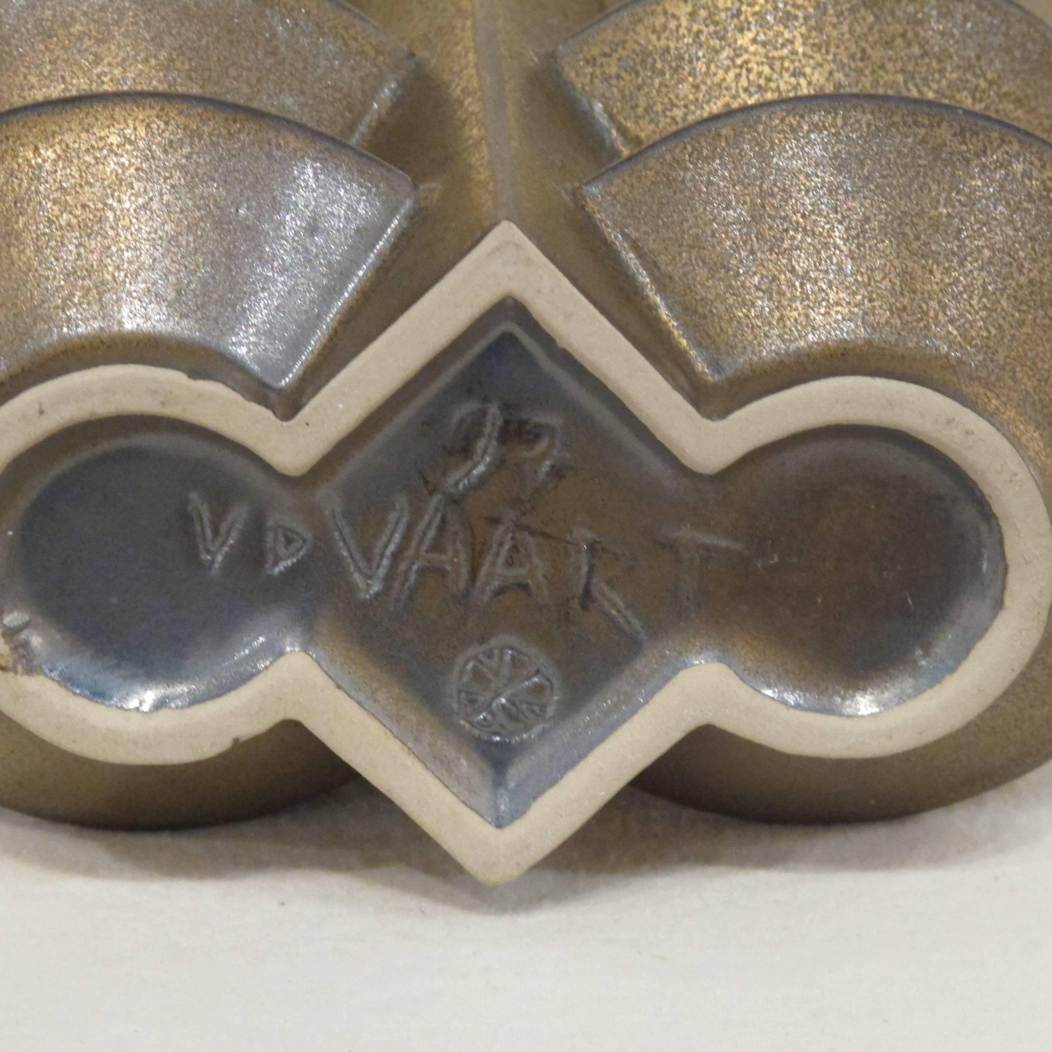 Jan van der Vaart, Dutch Avant-Garde Pottery, Bronze Glazed Stoneware Vase 4