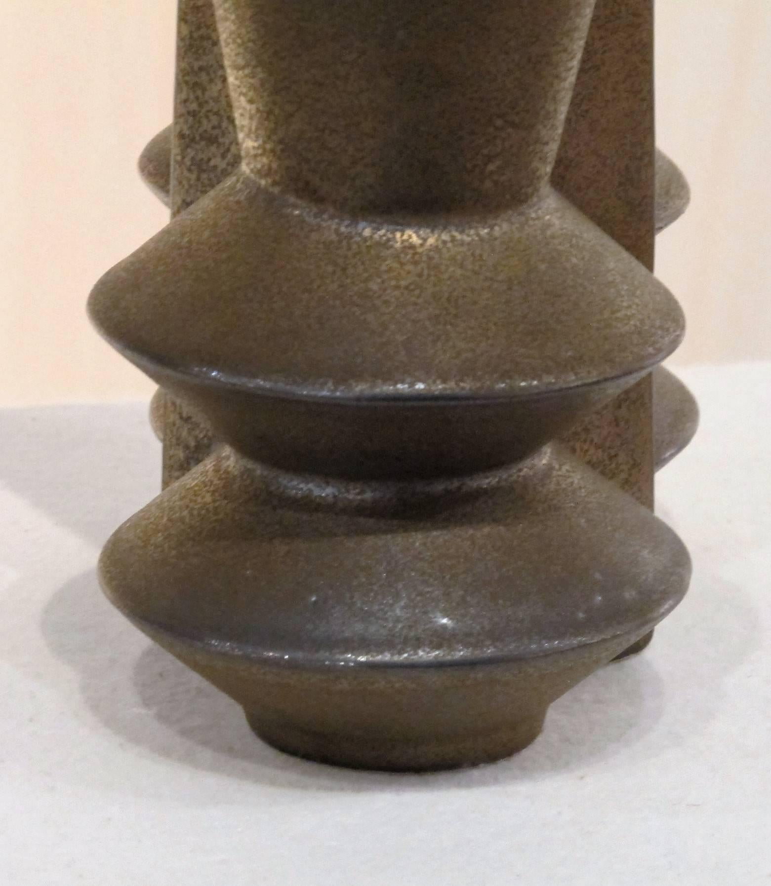 Late 20th Century Jan van der Vaart, Dutch Avant-Garde Pottery, Bronze Glazed Stoneware Vase