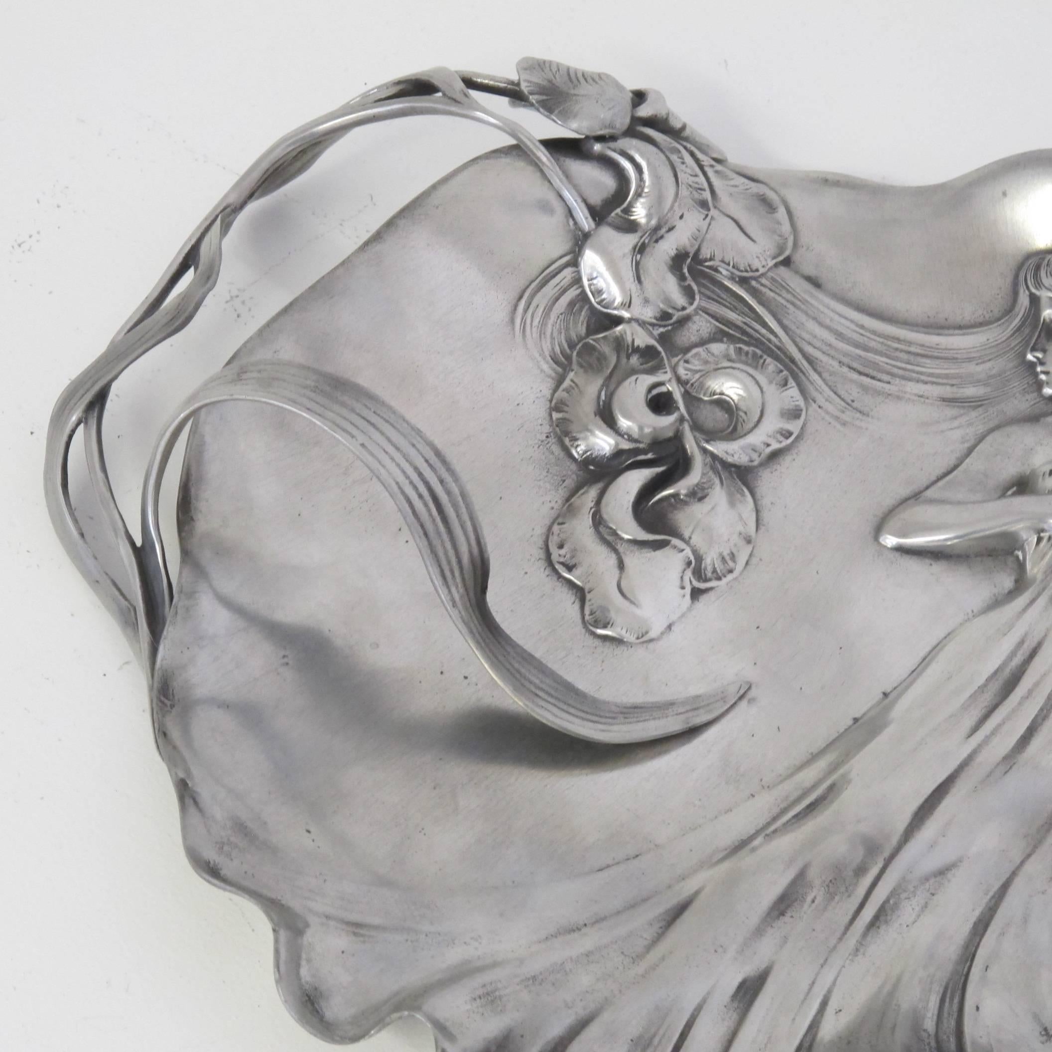 Italian Art Nouveau Pewter Dish by Achille Gamba