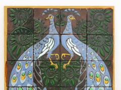 Art Nouveau Carduus Tile Plateau with Peacocks for De Distel, Amsterdam