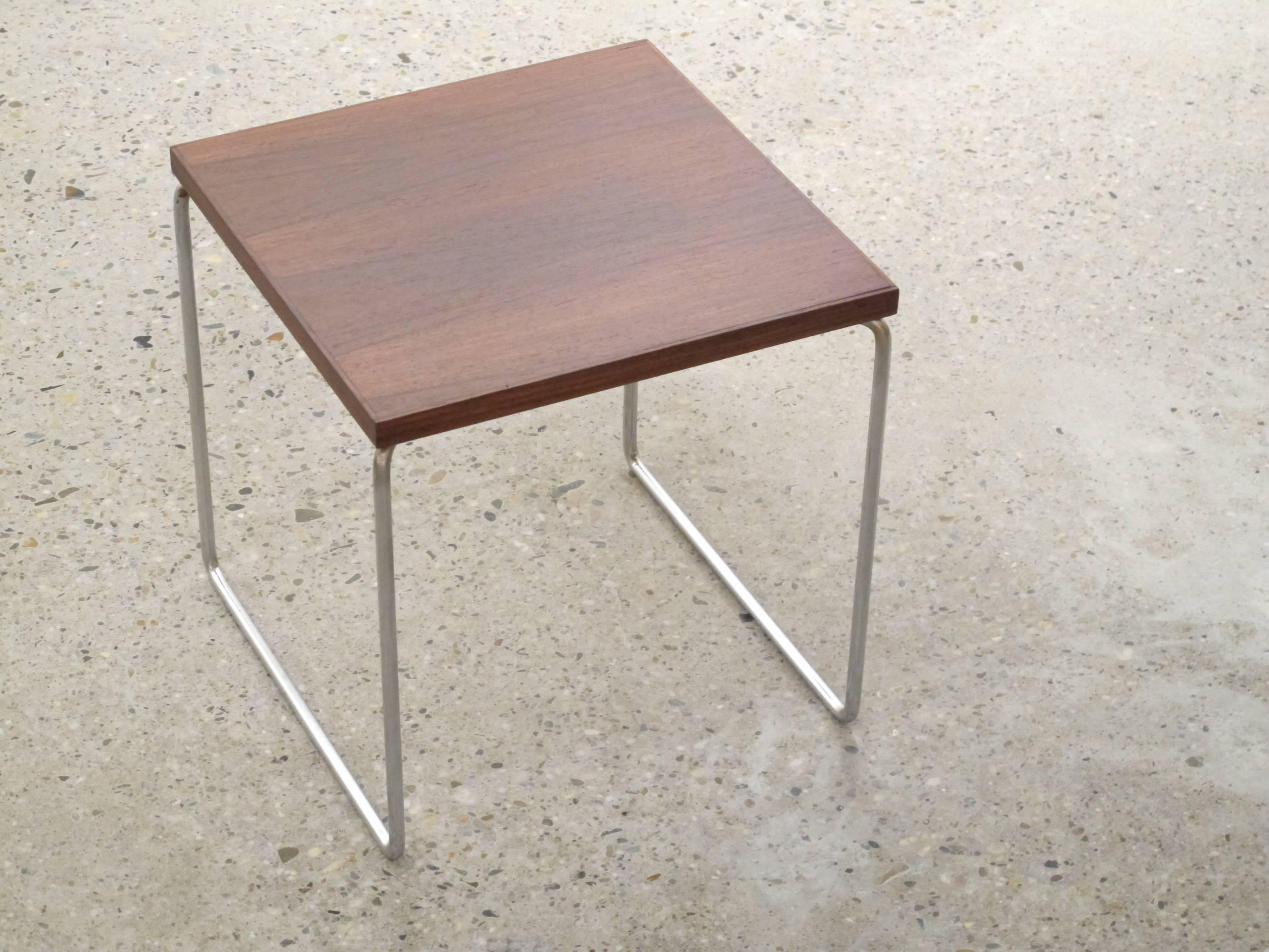 20th Century Rosewood Nesting Tables with Leather Magazine Rack