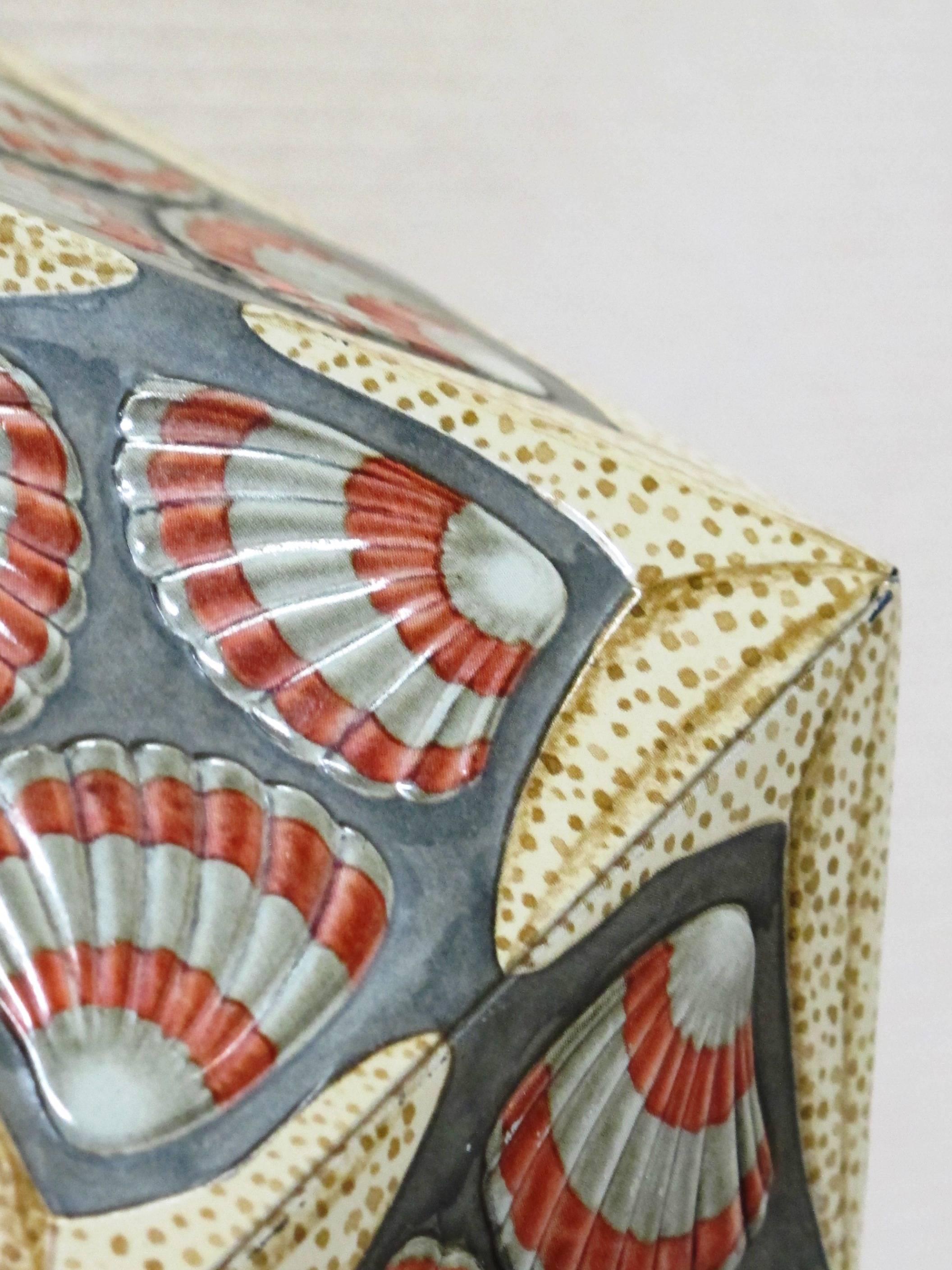 Mid-Century Modern M.C. Escher, Tin Box Icosaeder, Decorated with Starfish and Seashells, 1963