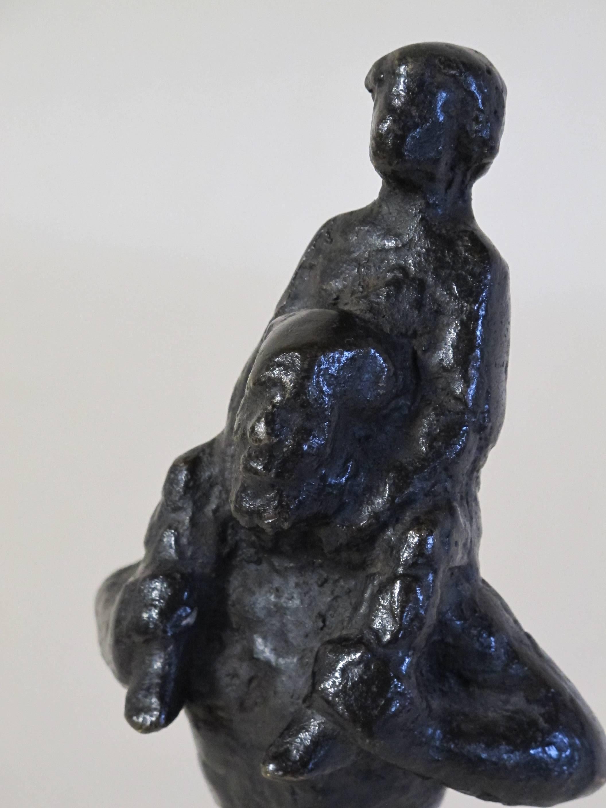 Cast Man and Child, Bronze Sculpture by Pieter d'hont, 1963