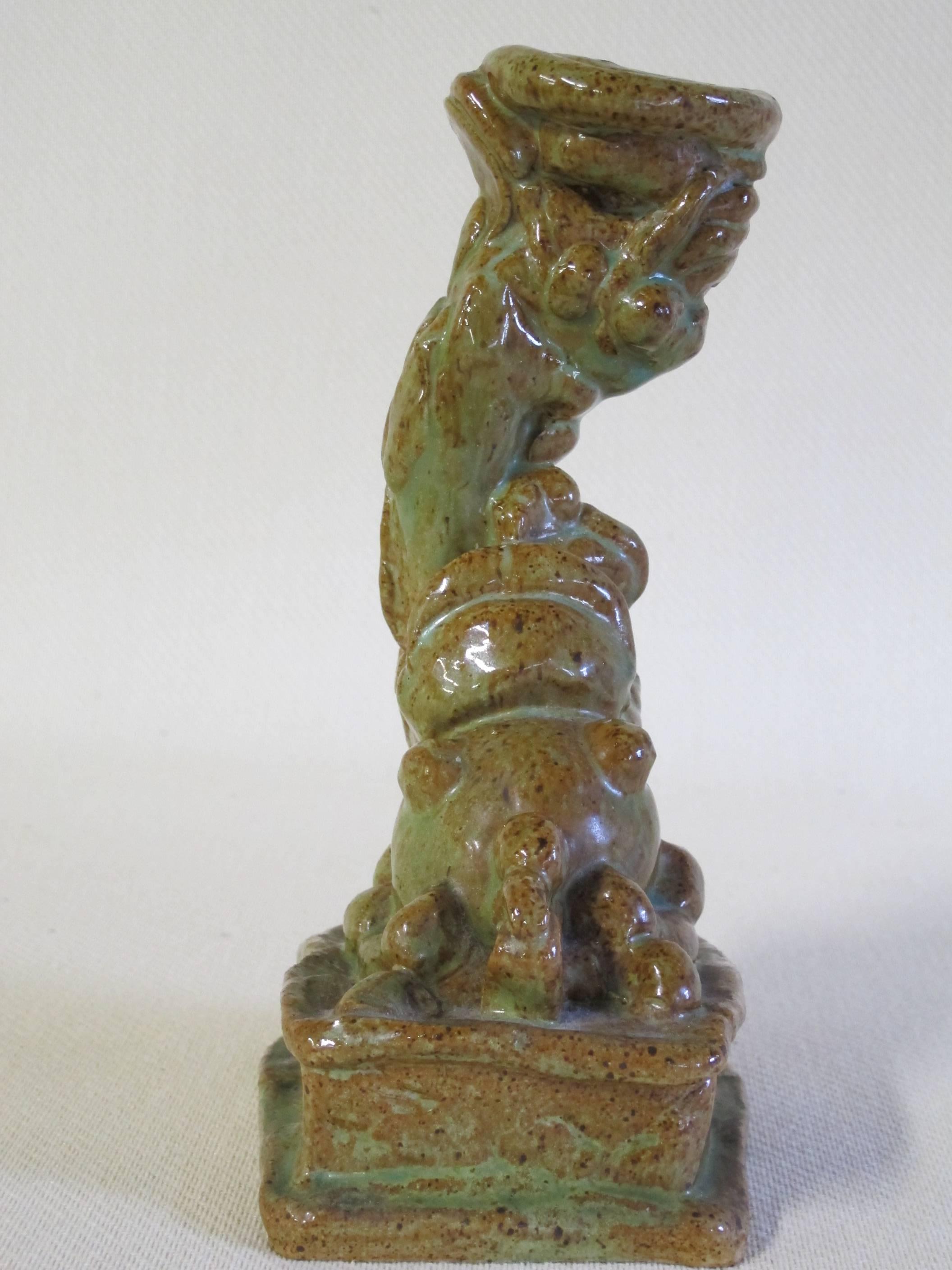 Mid-20th Century Ceramic Candleholder of a Mythological Creature by Herman Heuff, 1936