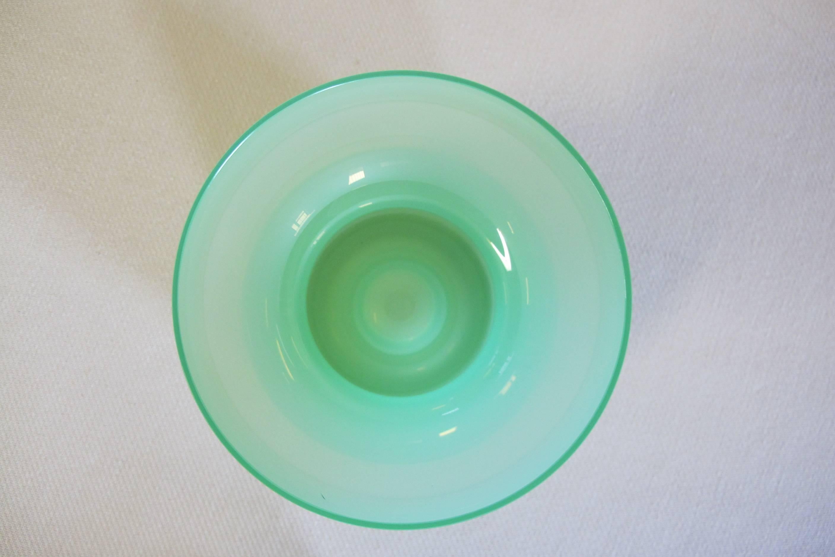 Dutch Green Glass Vase by Jan van der Vaart, Leerdam Unica 95019 For Sale