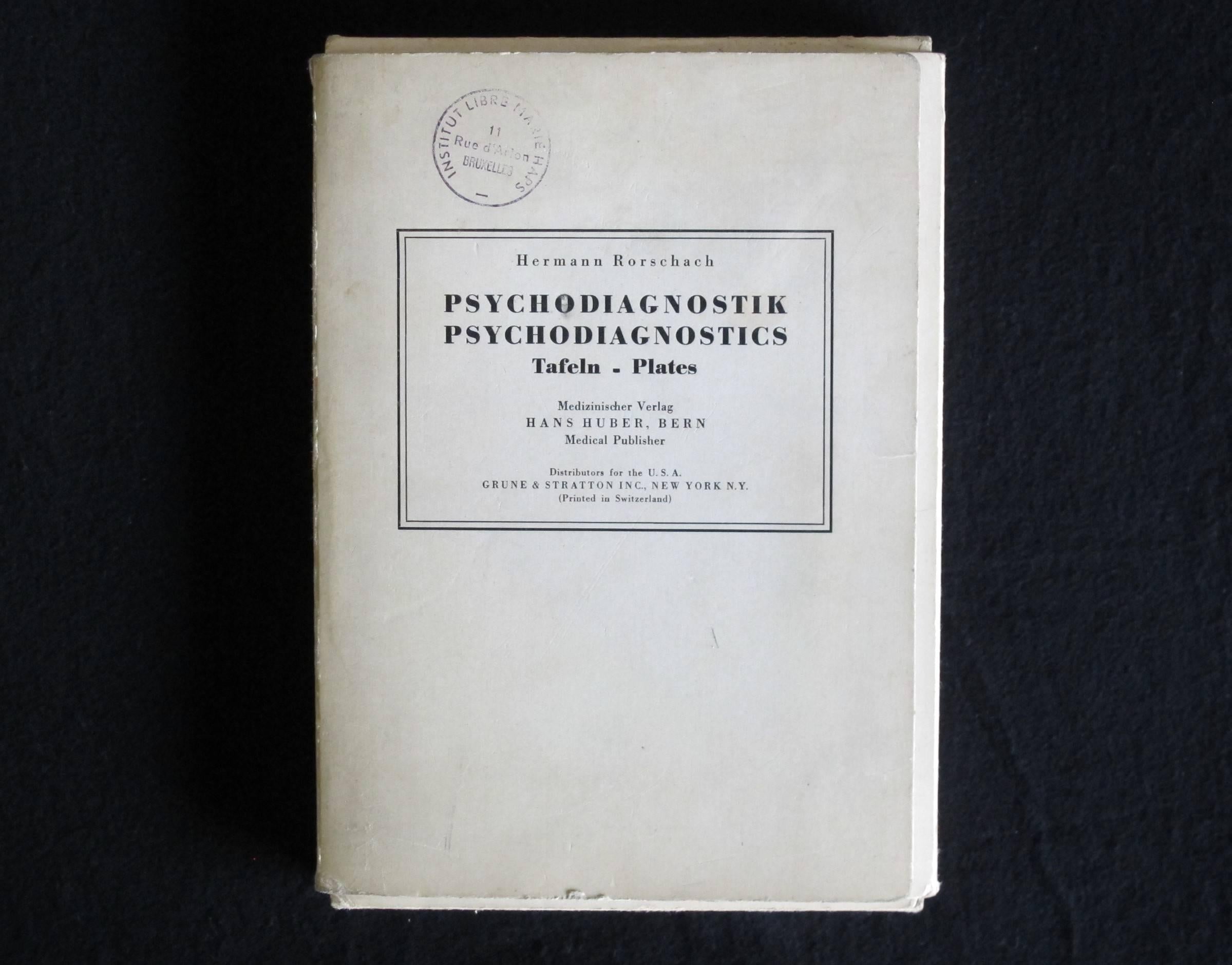 Hermann Rorschach, Psychodiagnostik/ Psychodiagnostics, Tafeln Plates, Medizinischer Verlag, Hens Huber, Bern, Medical Publisher, Distributors for the U.S.A, Grune & Stratton Inc, New York (printed in Switzerland).

The pathological diagnosis is