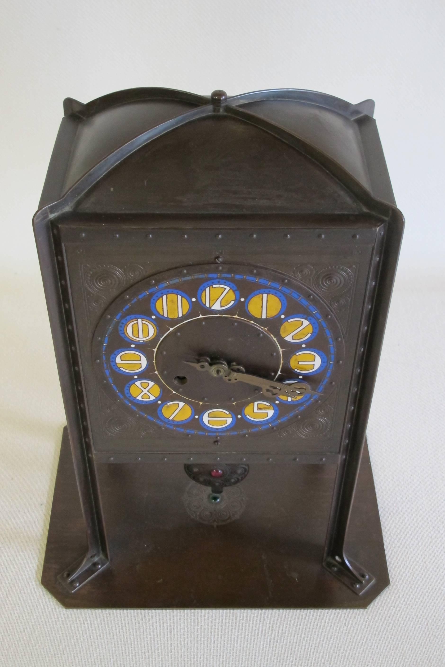 Patinated Amsterdam School Clock by J.C. Stoffels, Executed by Onder Den Sint-Maarten