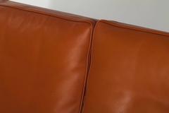 Børge Mogensen, Orange Leather Three-Seat Sofa, 1960s