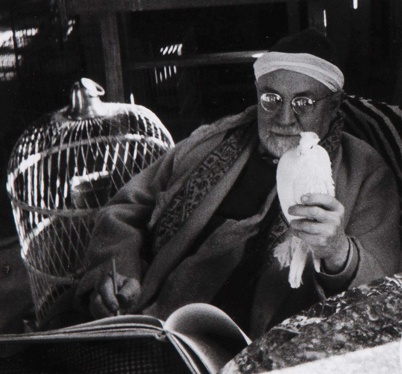 Henri Matisse sketching doves. Later gelatin silver print photograph by Henri Cartier-Bresson 1944, with copyright stamp.

This work of art is part of the KLM Royal Dutch Airlines Art Collection. This photo is acquired in 1999. A selection of
