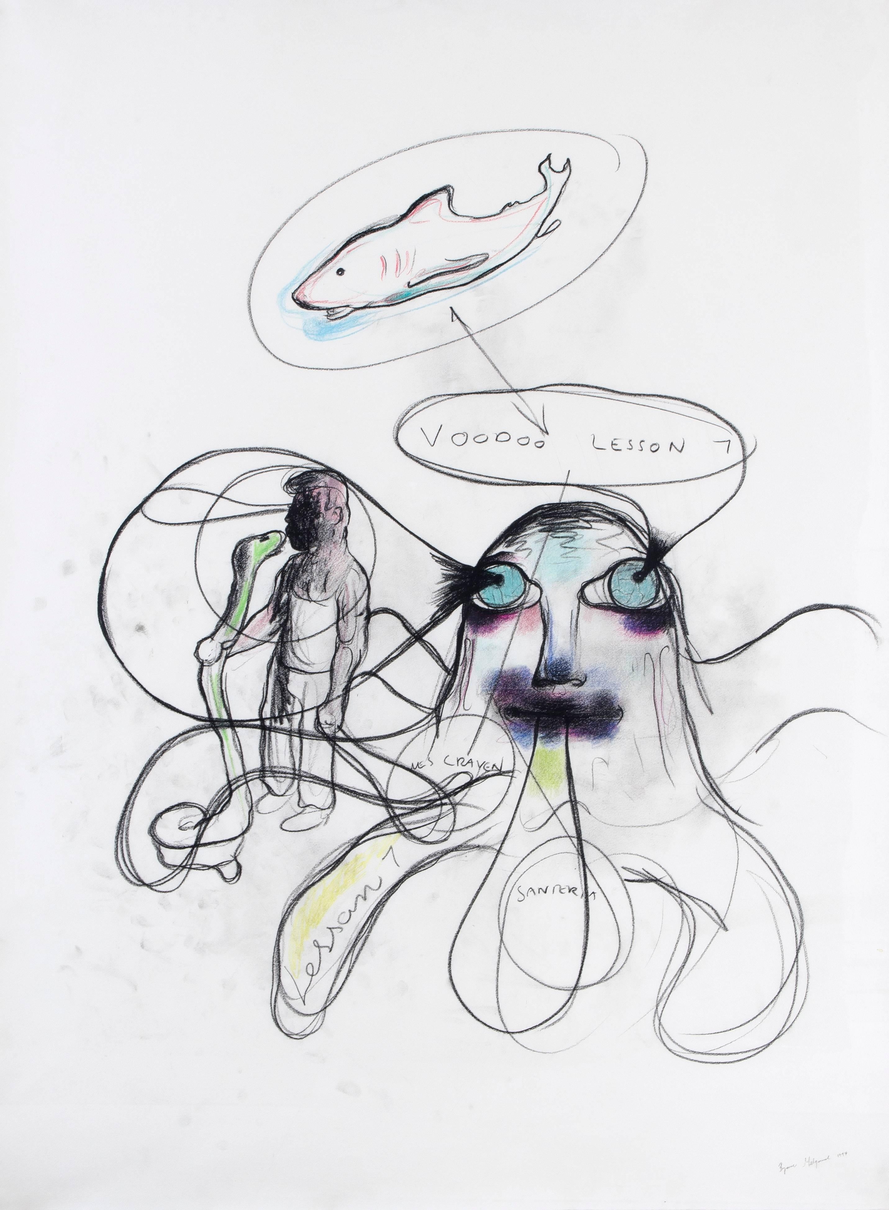 Late 20th Century Bjarne Melgaard, 'Voodoo Lesson, ' Pastel on Paper, 1997