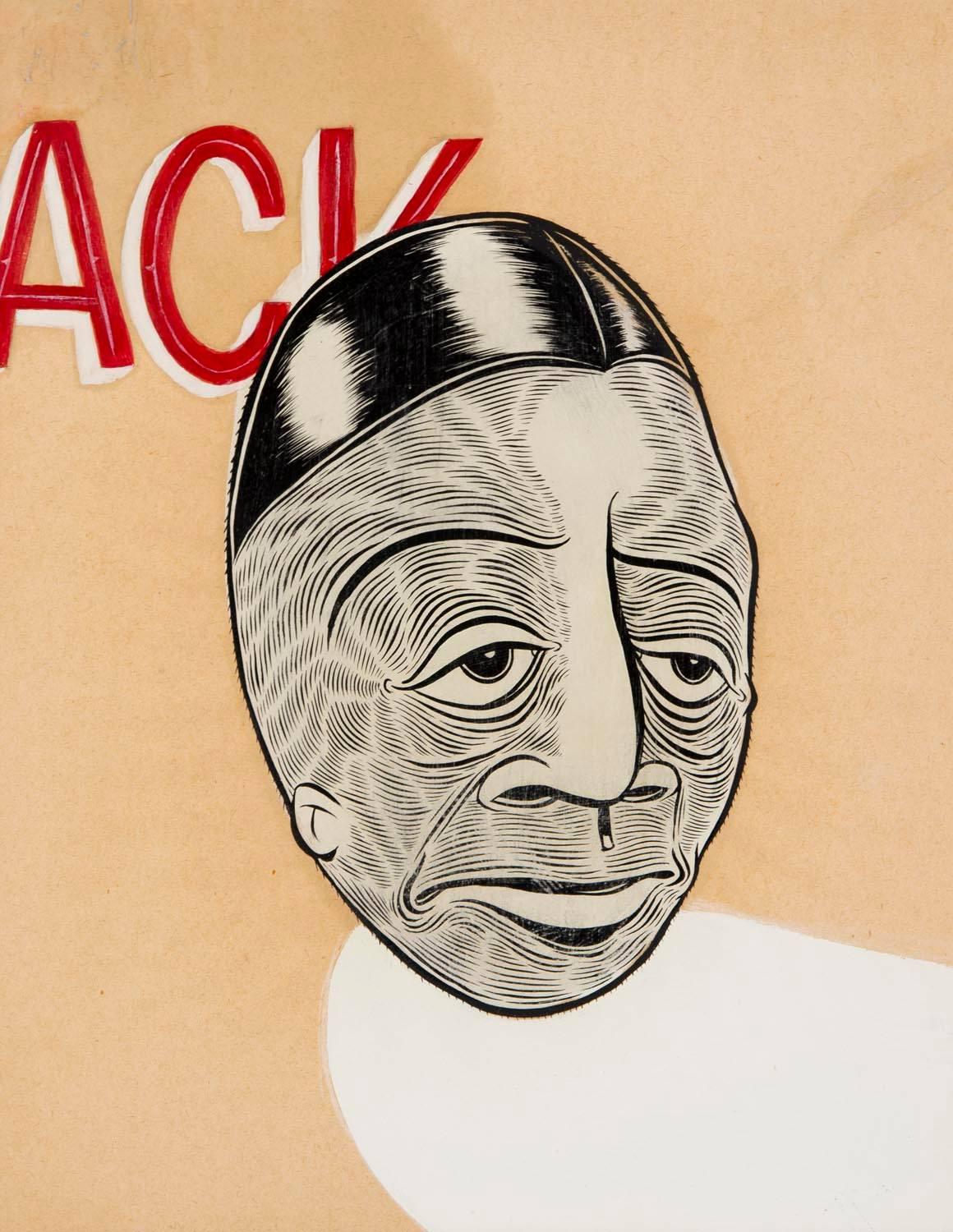 Post-Modern Barry Mcgee, Untitled Installation of 13 Drawings, Ink and Gouache, 1997 For Sale